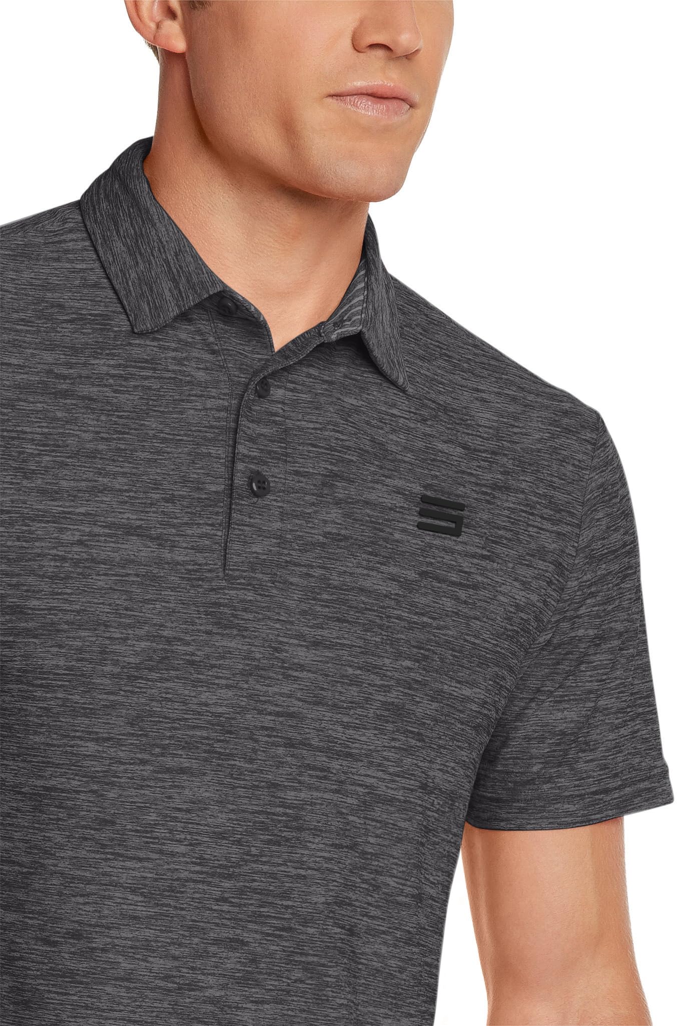 Three Sixty Six Slim Fit Golf Shirts for Men - Dry Fit Short-Sleeve Polo, Athletic Casual Collared T-Shirt Black