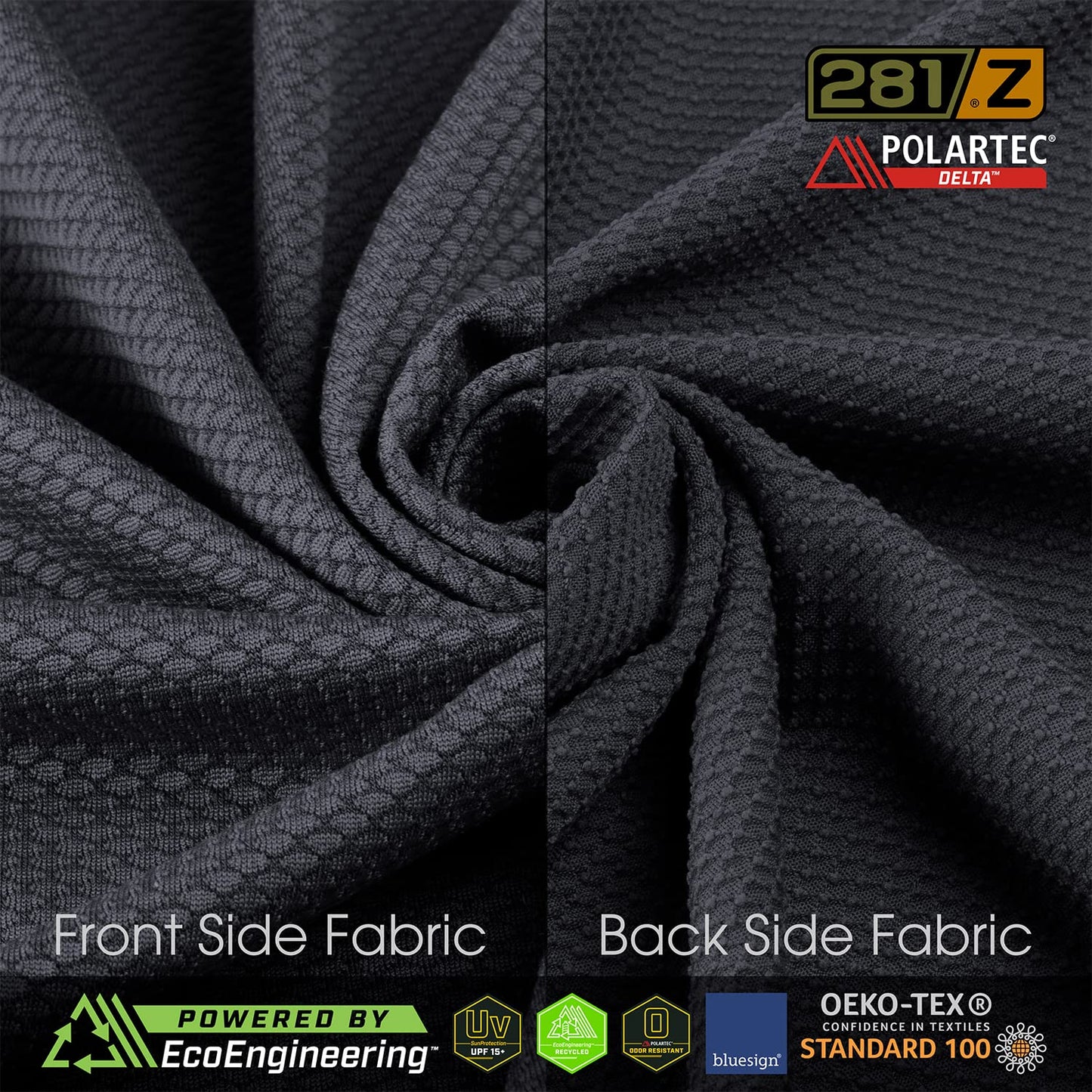 281Z Mens Military Moisture Wicking Base Layer T-Shirt - Tactical Training Army Professional - Polartec Delta - Odor Resist - Cool Touch (Graphite, Large)