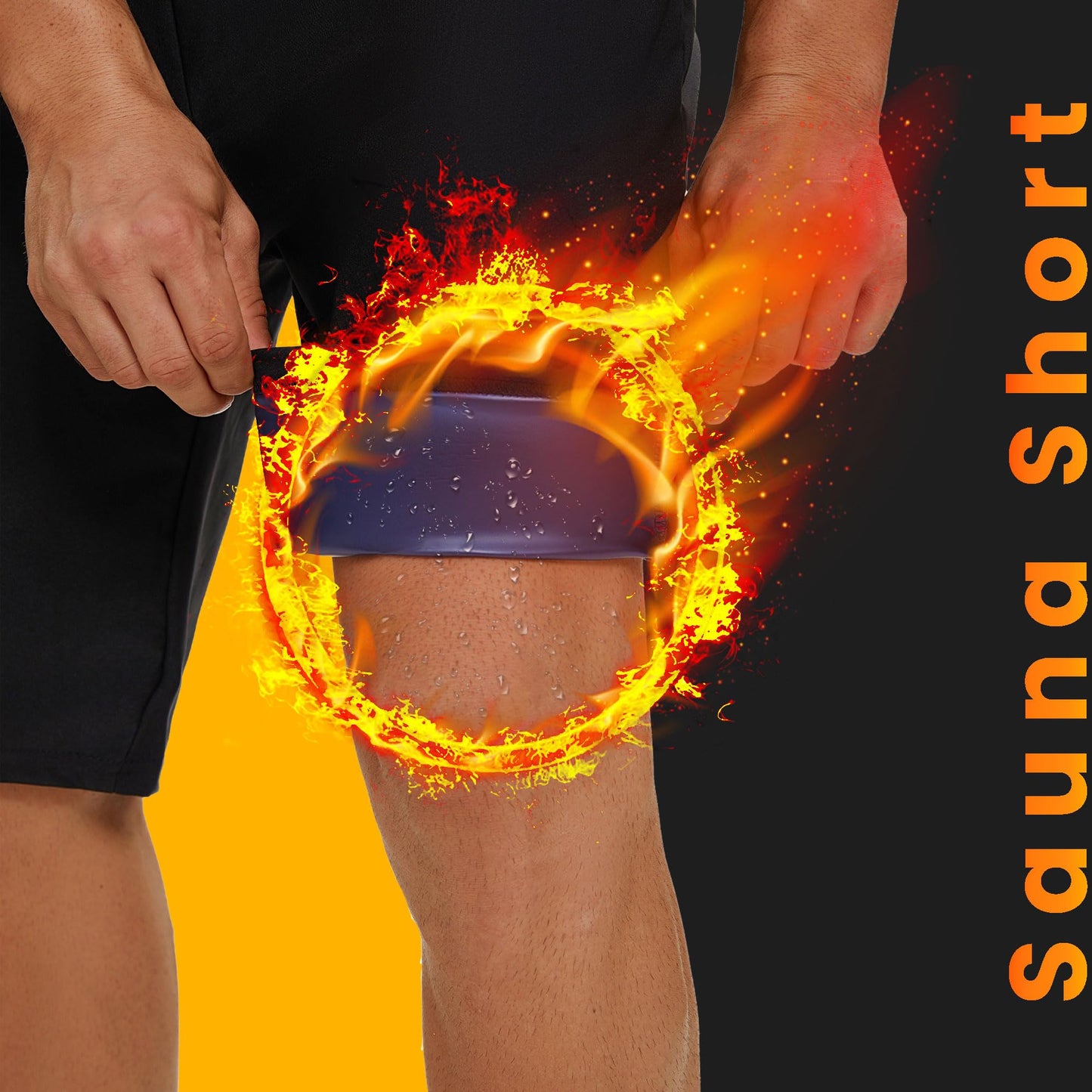 Sauna Shorts for Men Sweat Pants with Drawstring, Heat Trapping Sweat Shorts Sauna Suit for Men Workout Gym Exercise