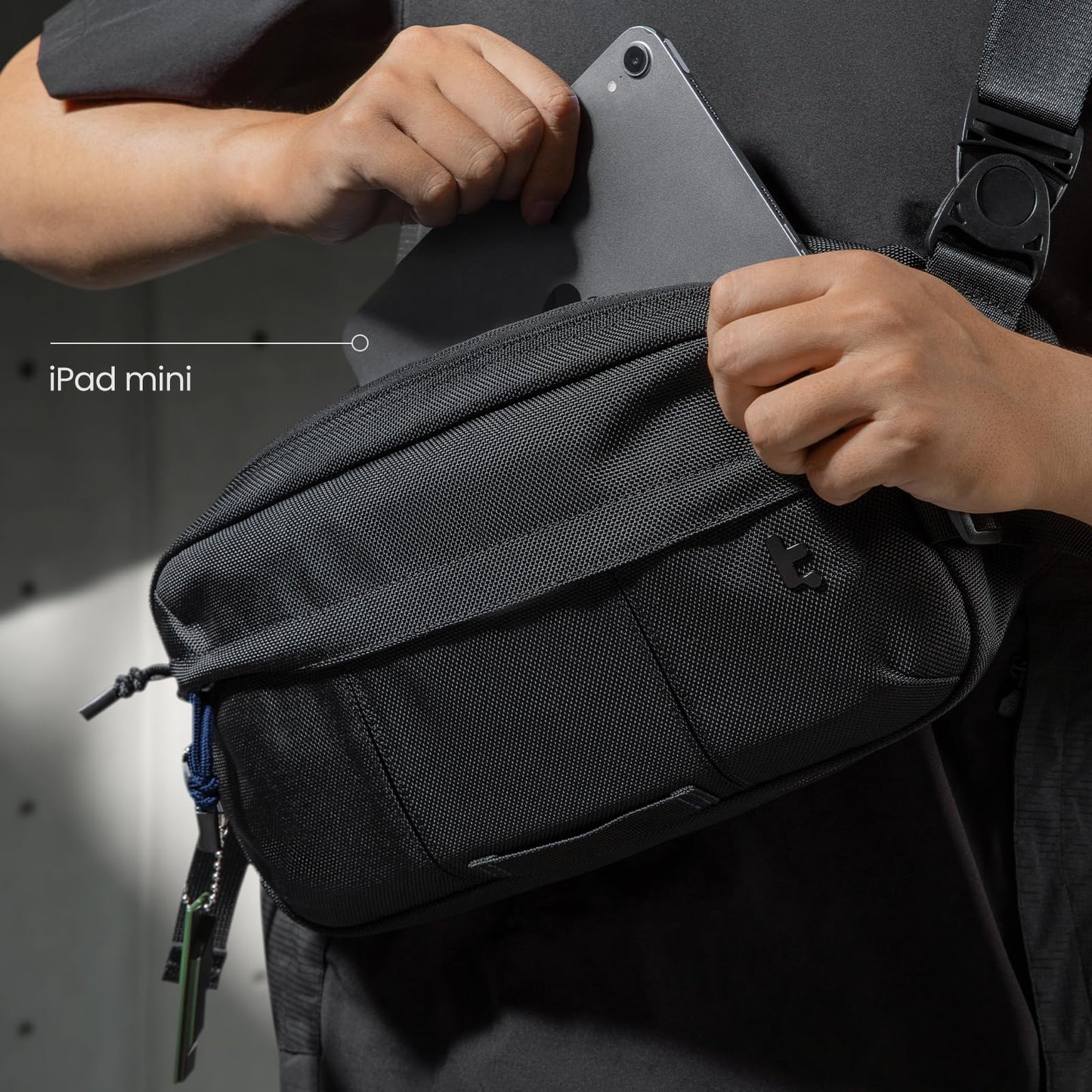 tomtoc 5.5L Sling Bag, Heavy Duty Crossbody Bag for Men, Carry Chest Daypack, Water-resistant Shoulder Travel Bag for Steam Deck, ASUS ROG Ally X, 2024 iPad mini A17 Pro, Urban Techwear, Tactical