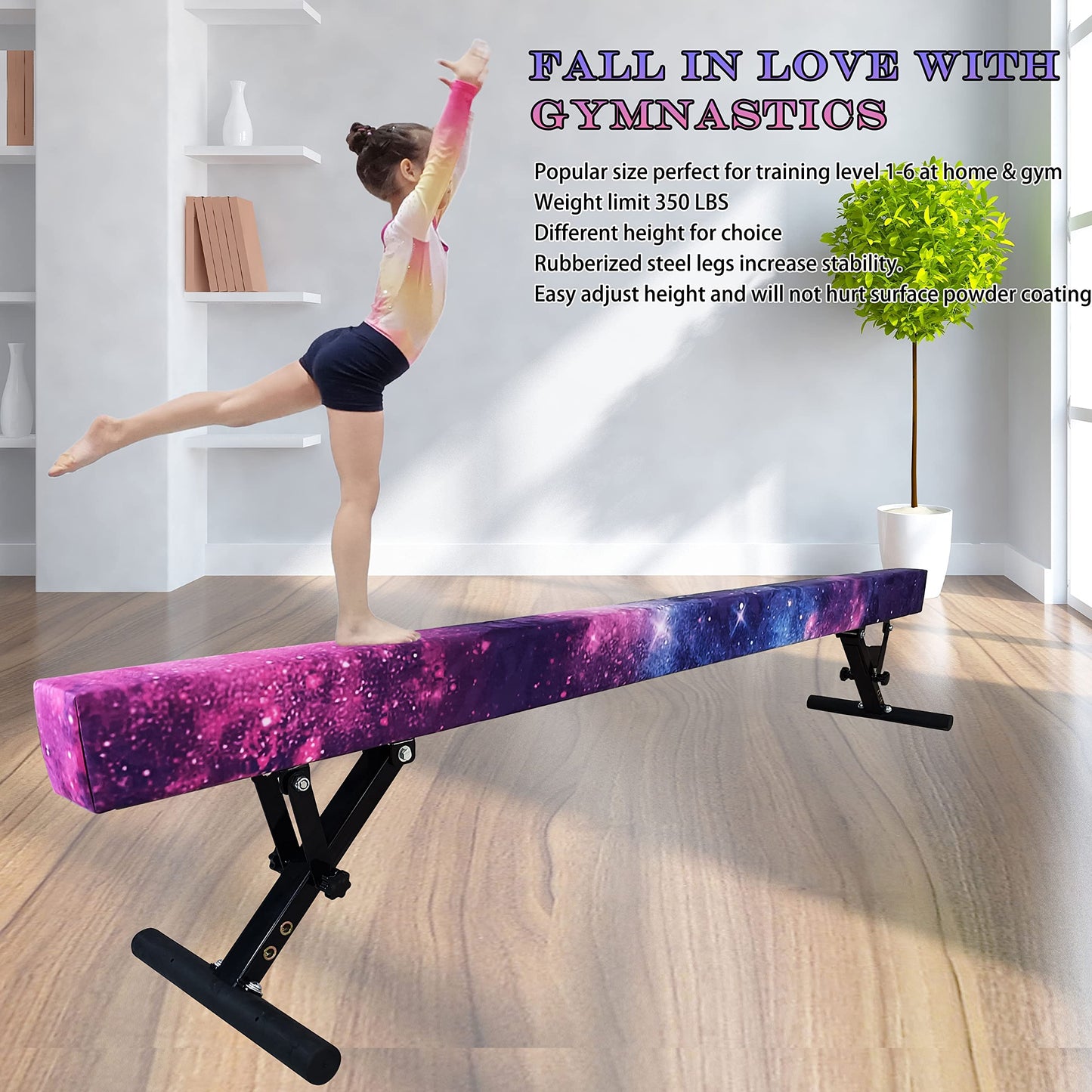 Seliyoo Adjustable Balance Beam,8FT gymnasitcs Beam, Balance Beam for Kids Ages 3-20,high and Lower Floor Beam,Gym Equipment for All Skills Practice at Home