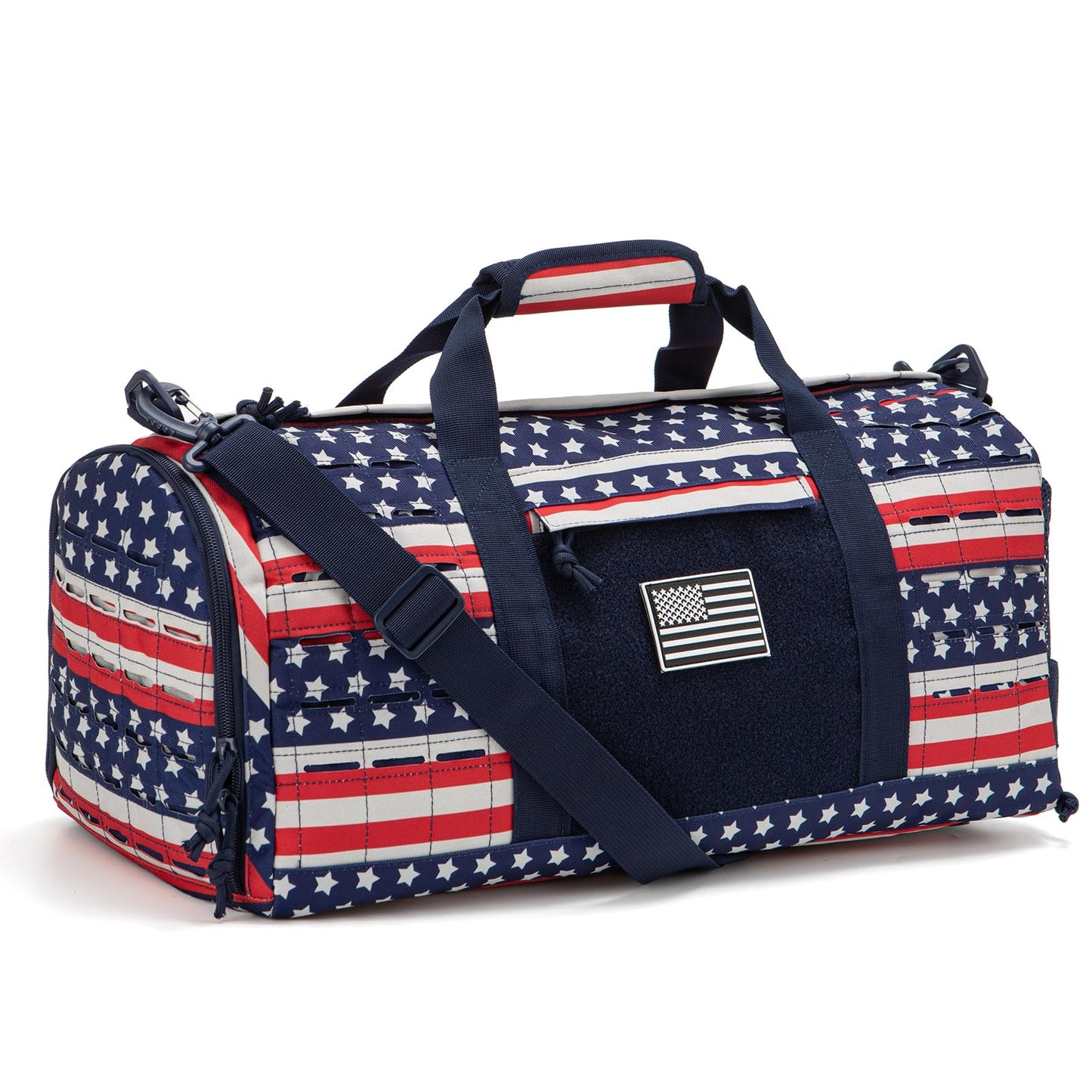 QT&QY 40L Military Tactical Duffel Bag For Men Sport Gym Bag Fitness Tote Travel Duffel Bags Training Workout Bag With Shoe Compartment Basketball Football Weekender Bag patriot Star Spangled