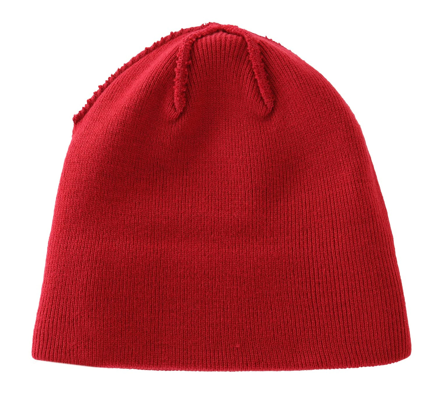 Home Prefer Men's Winter Hats Acrylic Knit Cuff Beanie Cap Unisex Warm Beanie Hat Dark Red