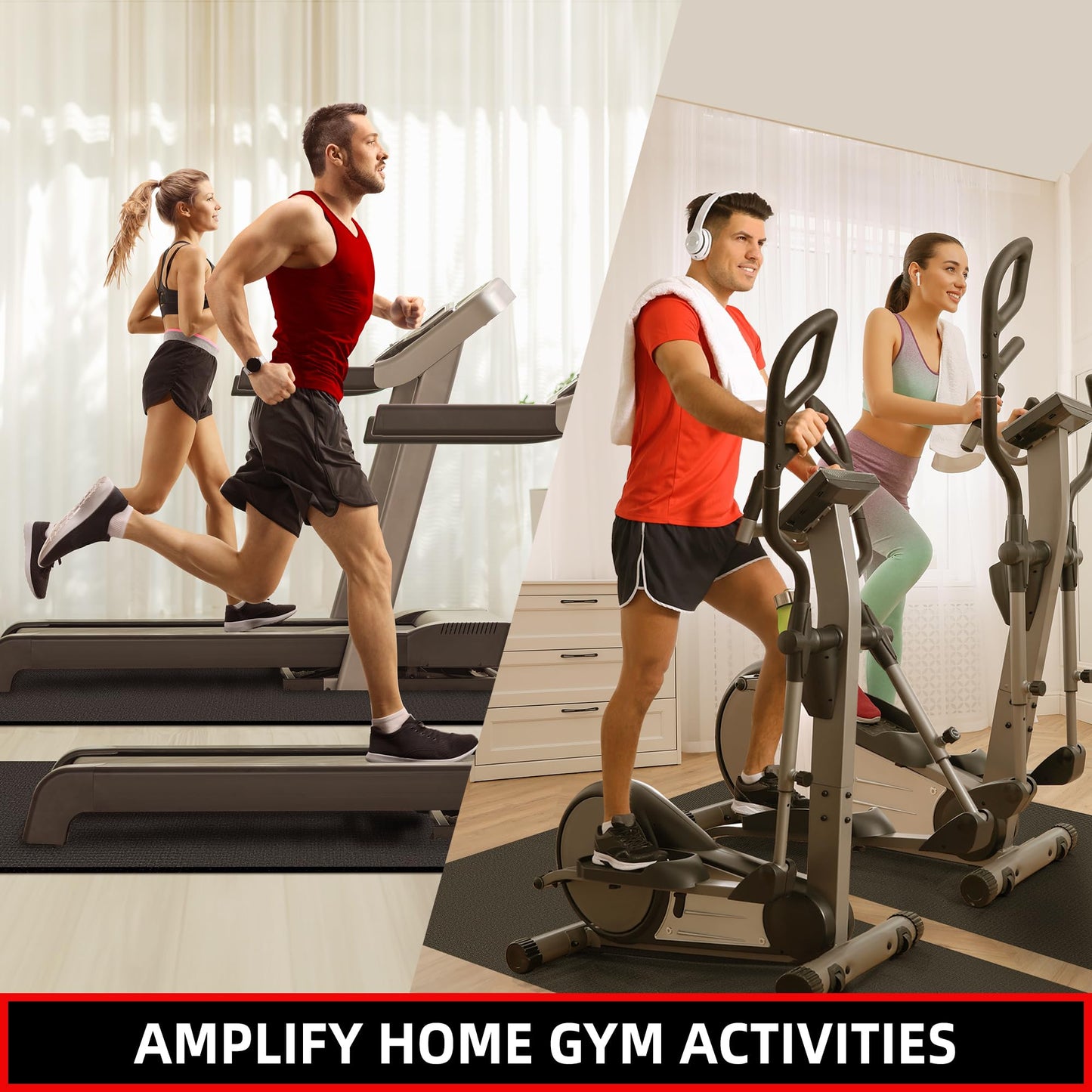 GymCope Treadmill mat, 72''x36'' Exercise Equipment Mat for Hardwood Floor Carpet Protection, 6mm Thick, Exercise Bike Mat Pad for Indoor Cycles, Rowing Machine, Elliptical