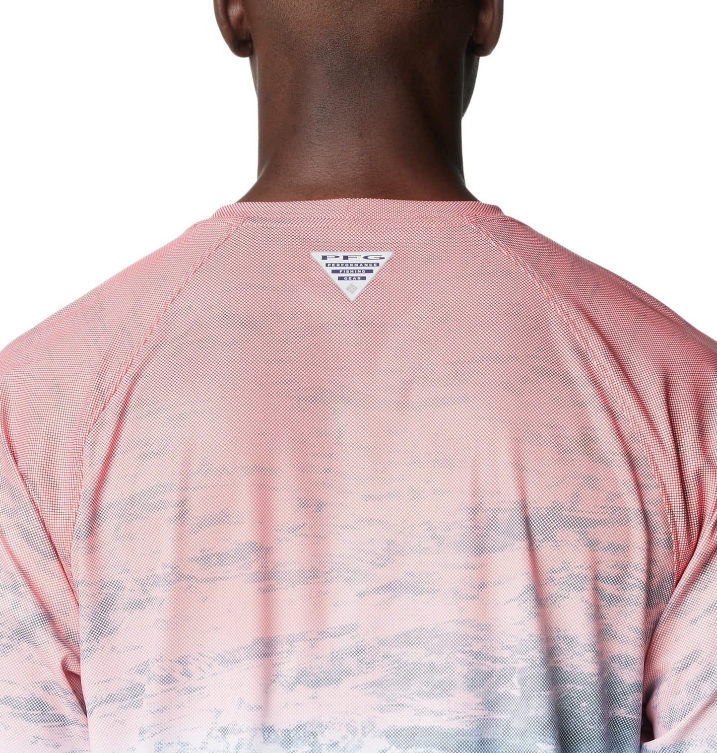 Columbia Men's Terminal Deflector Printed Long Sleeve, Red Spark Deepsea Fade, X-Large