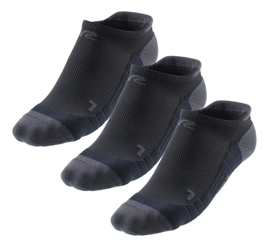 R-Gear CEP Compression Running Socks For Men, No Show with Heel Tab, Light Cushion | Breathable, Maintain Blood Circulation, Moisture Control, Anti Blister | M, Black, 3 Pack