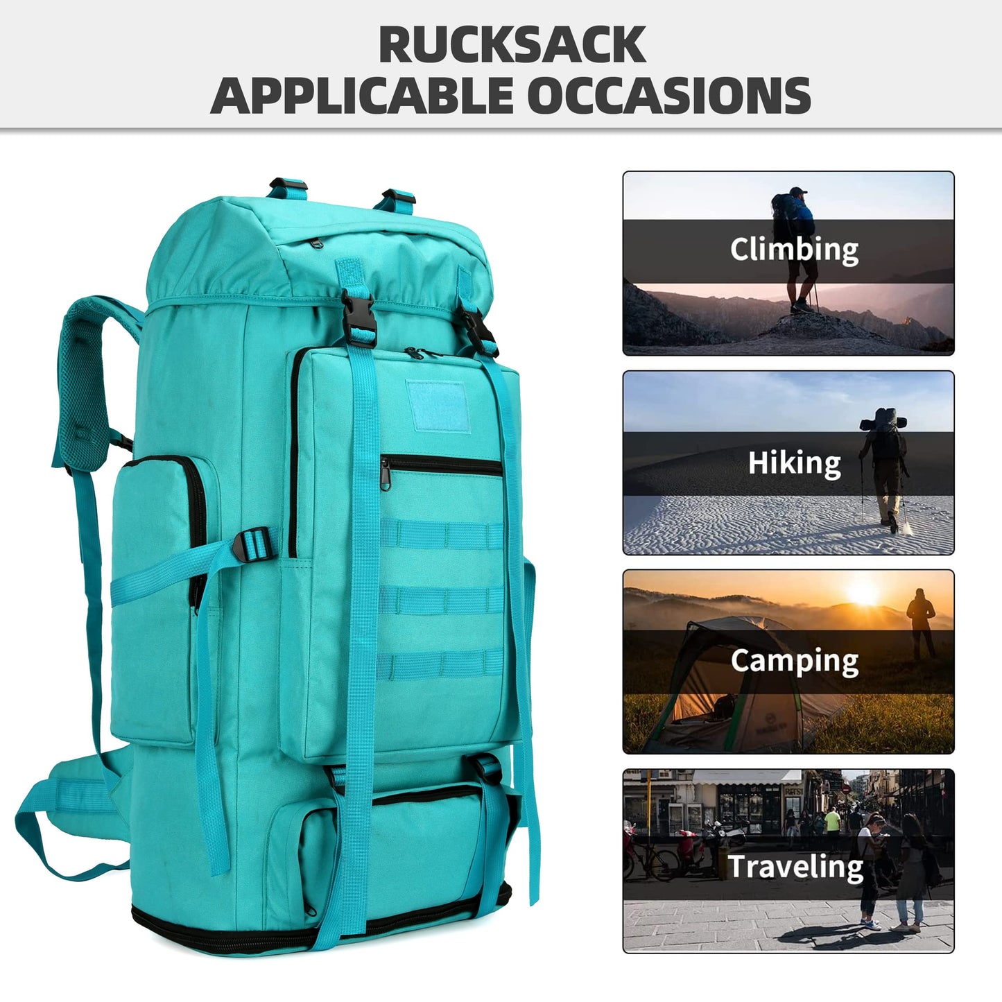 KXBUNQD 100L Hiking Camping Backpack Tactical Backpack for Men Large Survival Hunting Waterproof Backpack Molle Rucksack Military Camping Backpacking Daypack