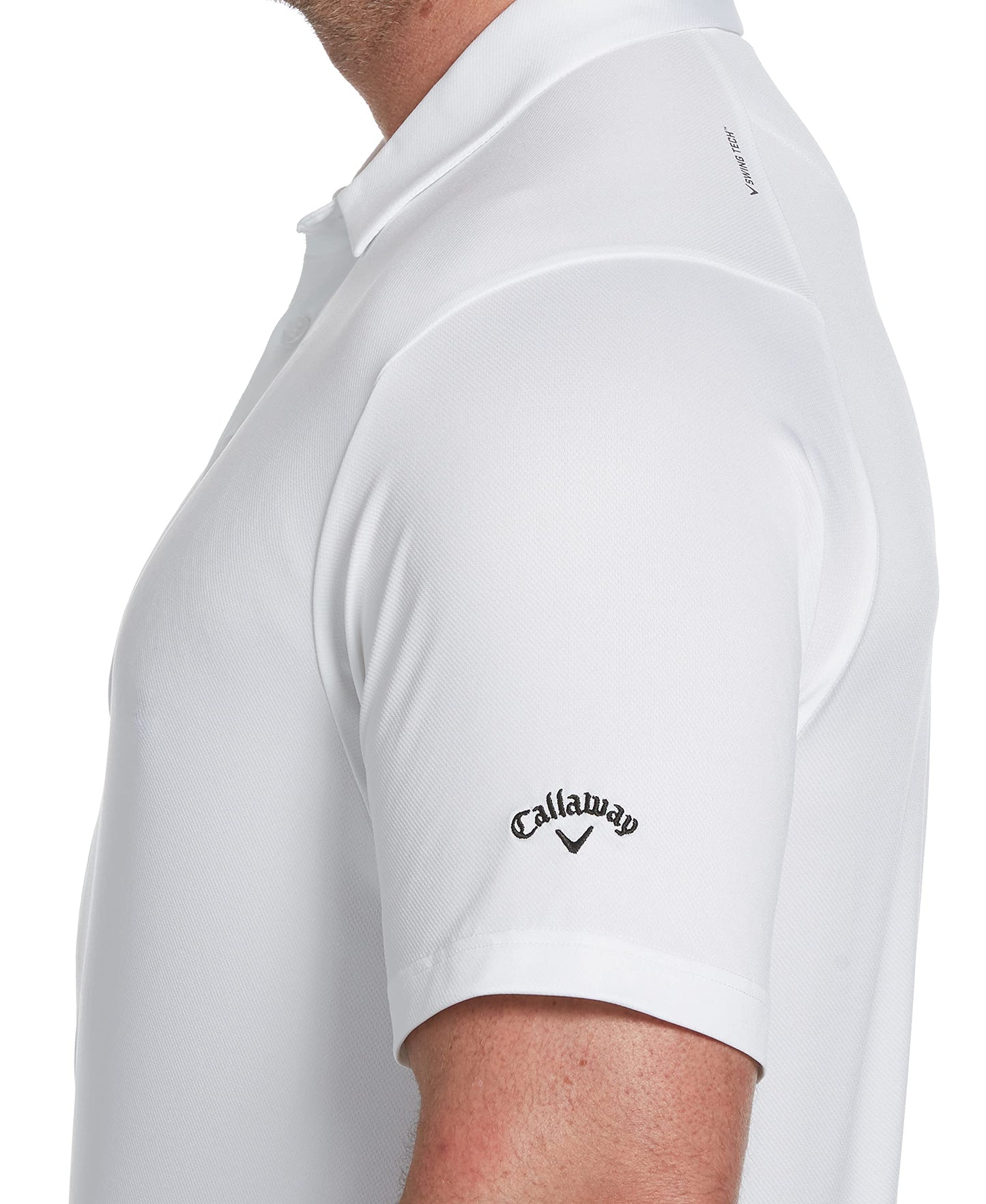 Callaway Men's Swing Tech Jacquard Short Sleeve Golf Polo Shirt, Solid Bright White, 4X-Large Big