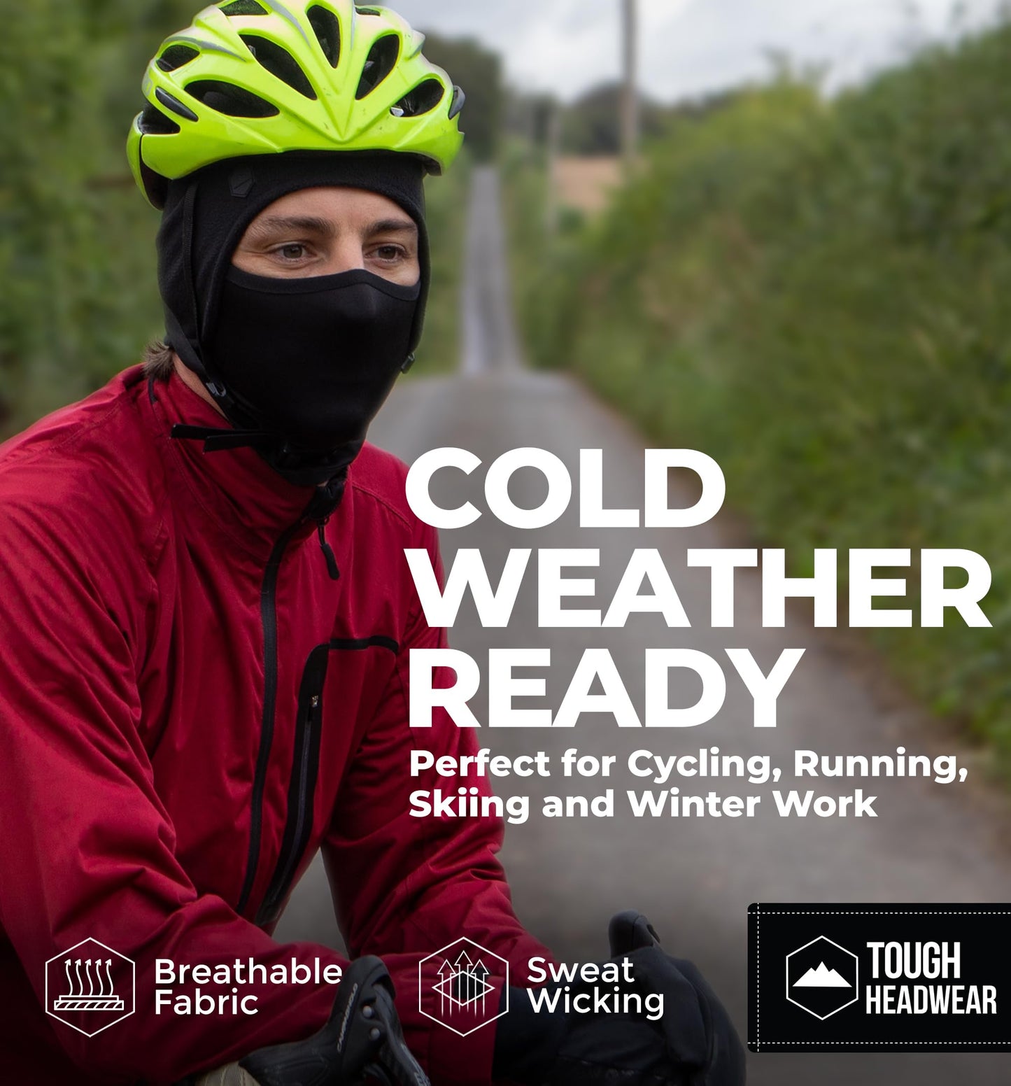 Tough Headwear Skull Cap with Mask Men, Winter Running Gear, Motorcycle Winter Gear, Helmet Liners, Ski Hat, Thermal Beanie