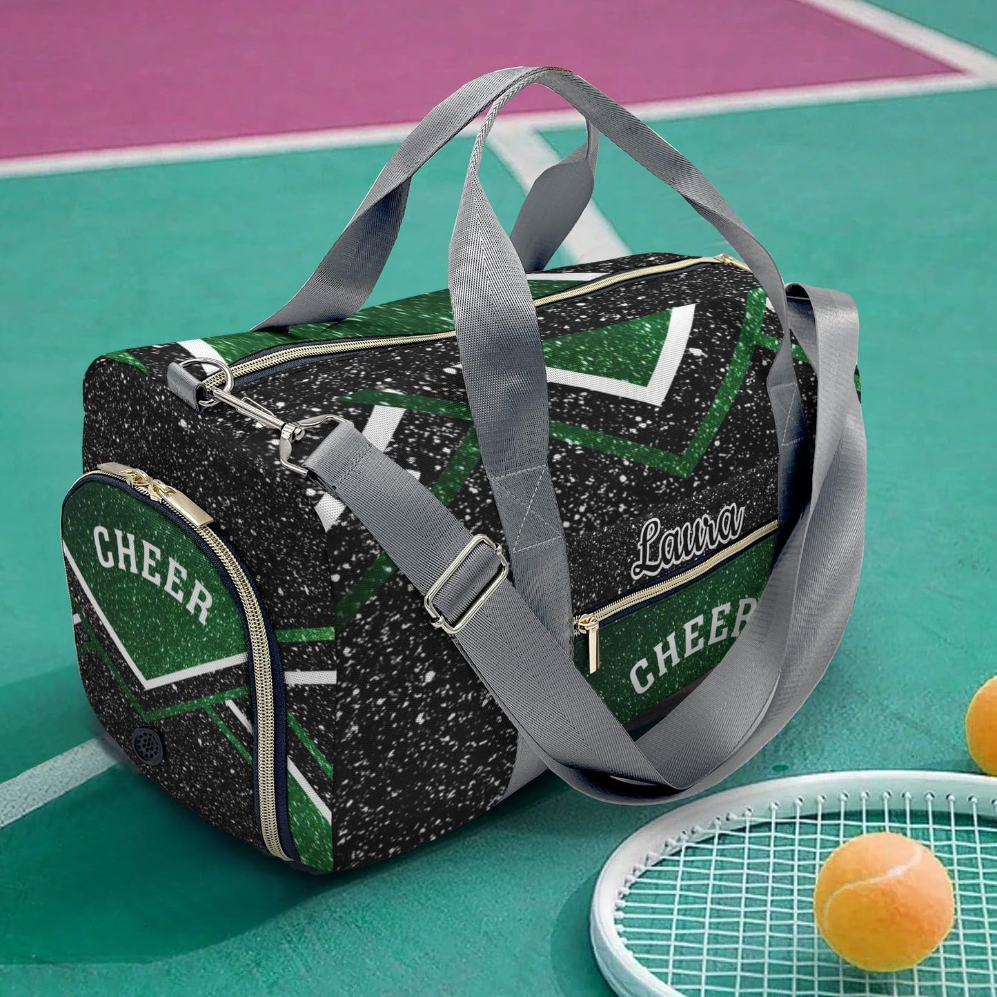 Ronxzas Cheer Cheerleader Sports Duffel Bag Travel Duffle Gym Bags Weekender Bag with Shoe Compartments (Dark Green)