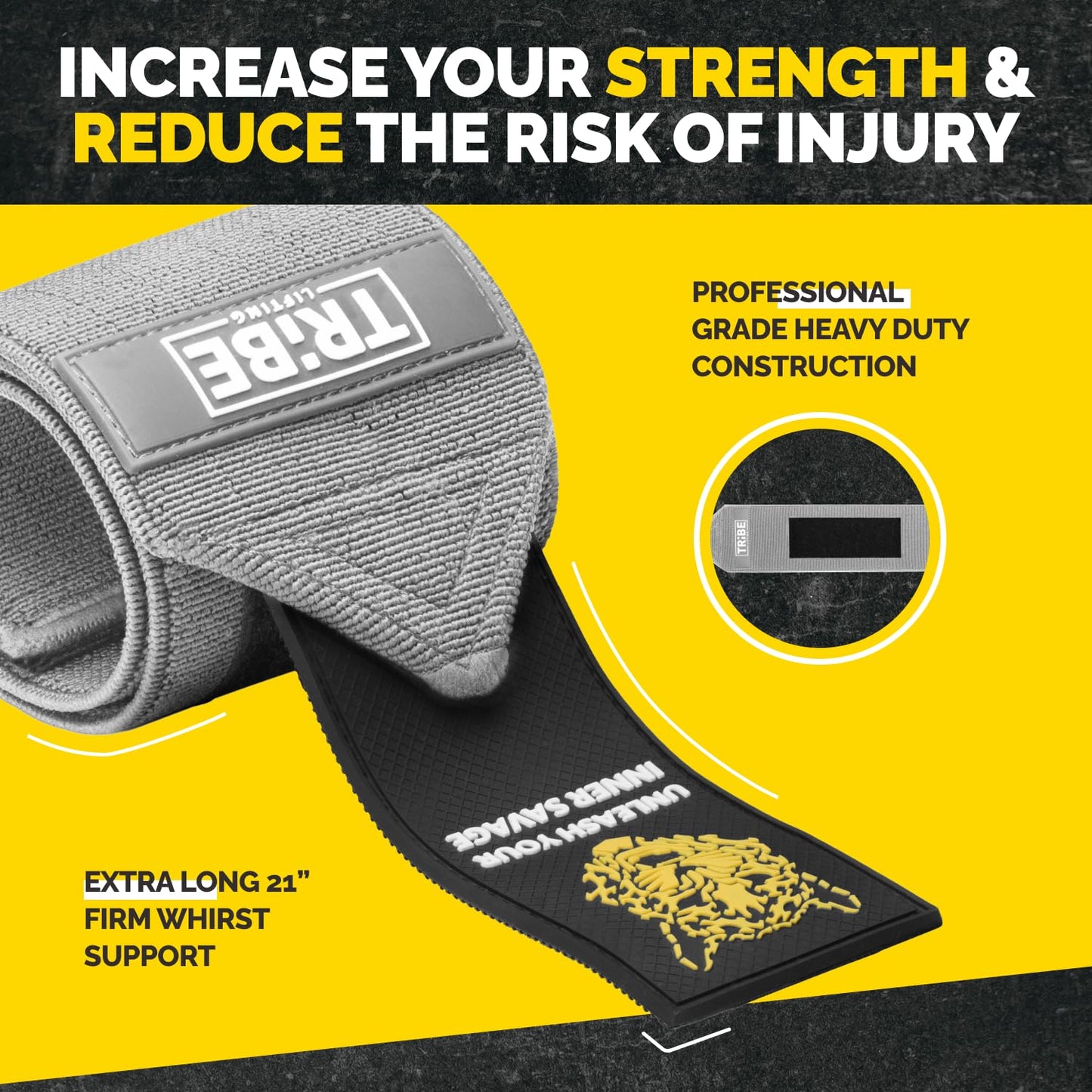 Heavy Duty Wrist Wraps and Lifting Straps - 21" Wrist Wraps for Weightlifting Men and 24" Wrist Straps for Weightlifting with Silicone Grip and Padding - Weight Lifting Wrist Wraps and Gym Straps