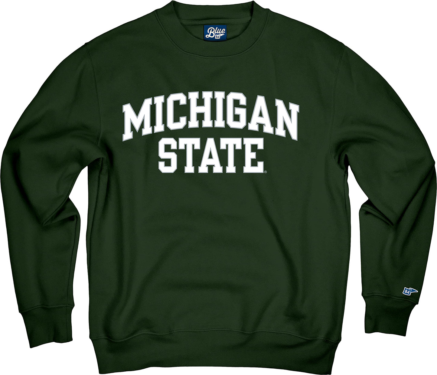 Blue 84 Men's Michigan State Spartans Crewneck Sweatshirt Arched Team Color, Team Color, XX-Large