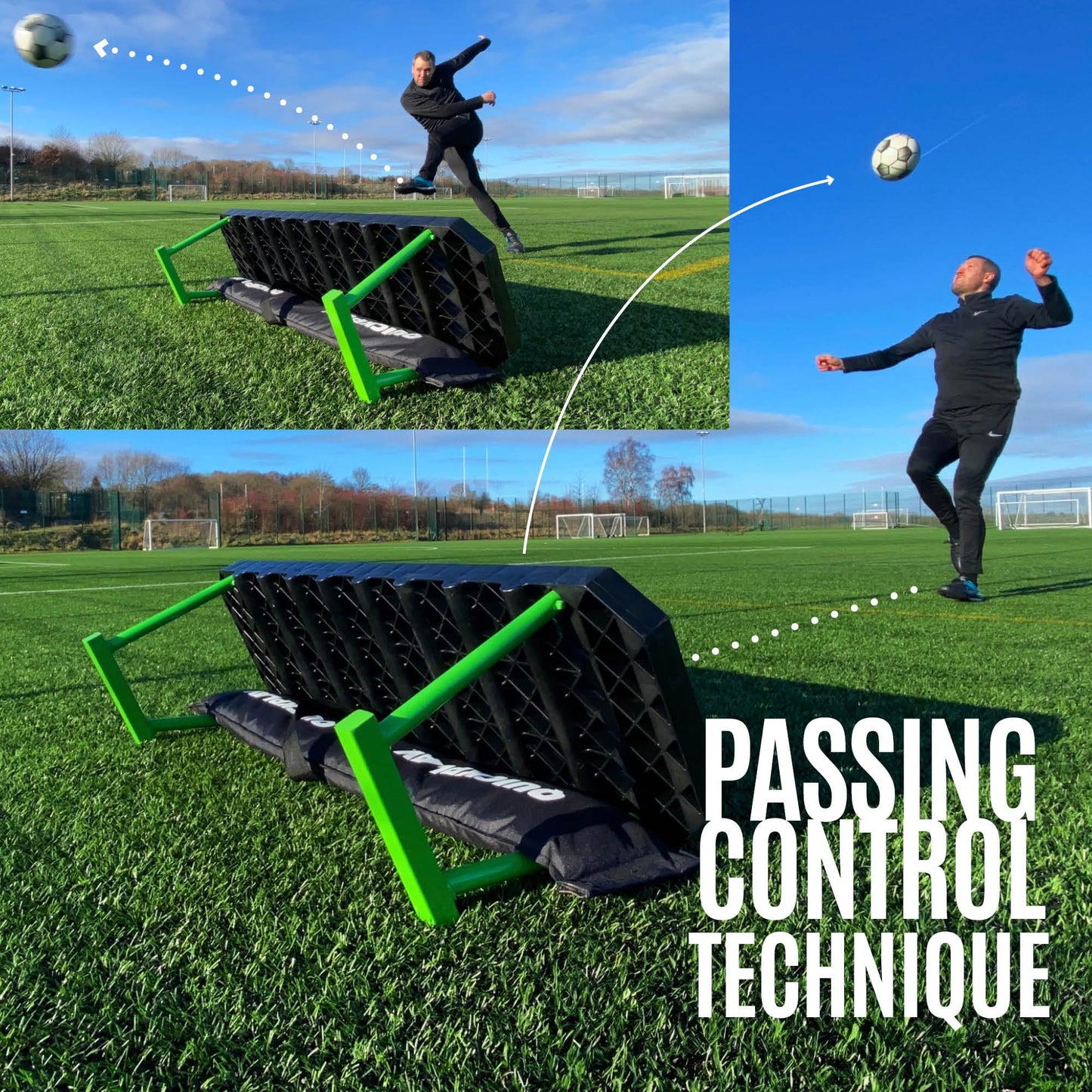 QUICKPLAY Replay Station Soccer Rebound Board - Portable Dual Surface Soccer Rebounder with Adjustable Angle - Soccer Training Equipment for Control, Passing Practice (Replay Station XL)