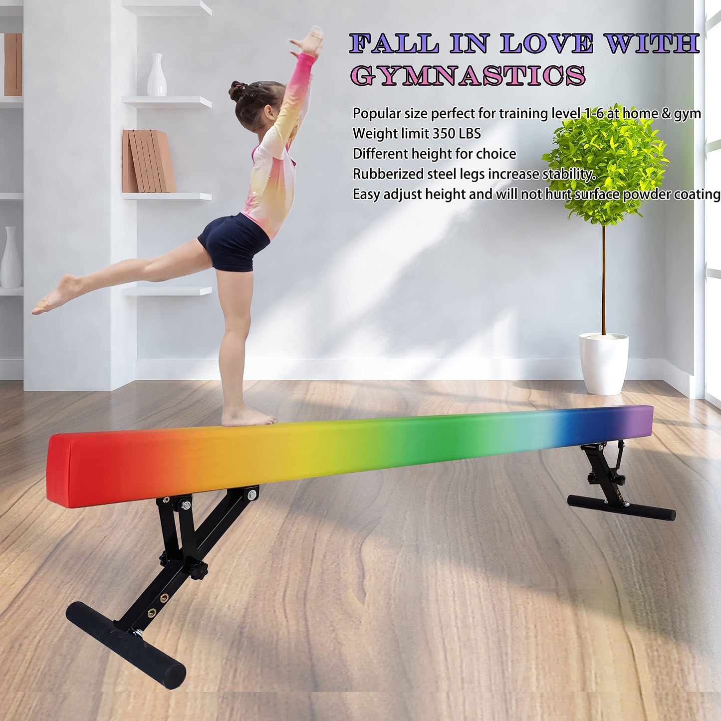 Seliyoo Adjustable Balance Beam,8FT gymnasitcs Beam, Balance Beam for Kids Ages 3-20,high and Lower Floor Beam,Gym Equipment for All Skills Practice at Home