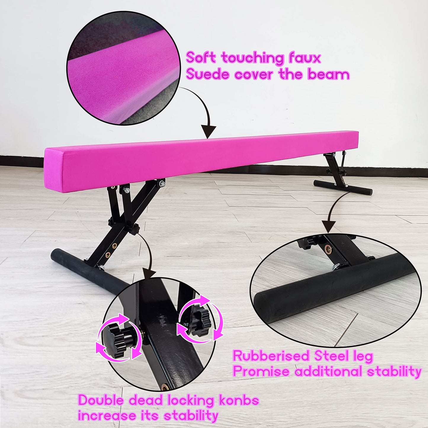 Seliyoo Adjustable Balance Beam,8FT gymnasitcs Beam, Balance Beam for Kids Ages 3-20,high and Lower Floor Beam,Gym Equipment for All Skills Practice at Home