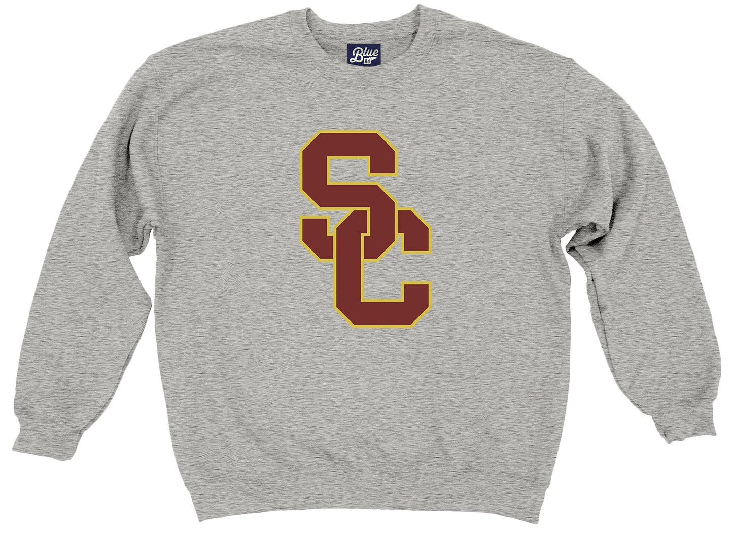 Blue 84 Men's USC Trojans Crewneck Sweatshirt Grey Icon, Heather Gray, Medium