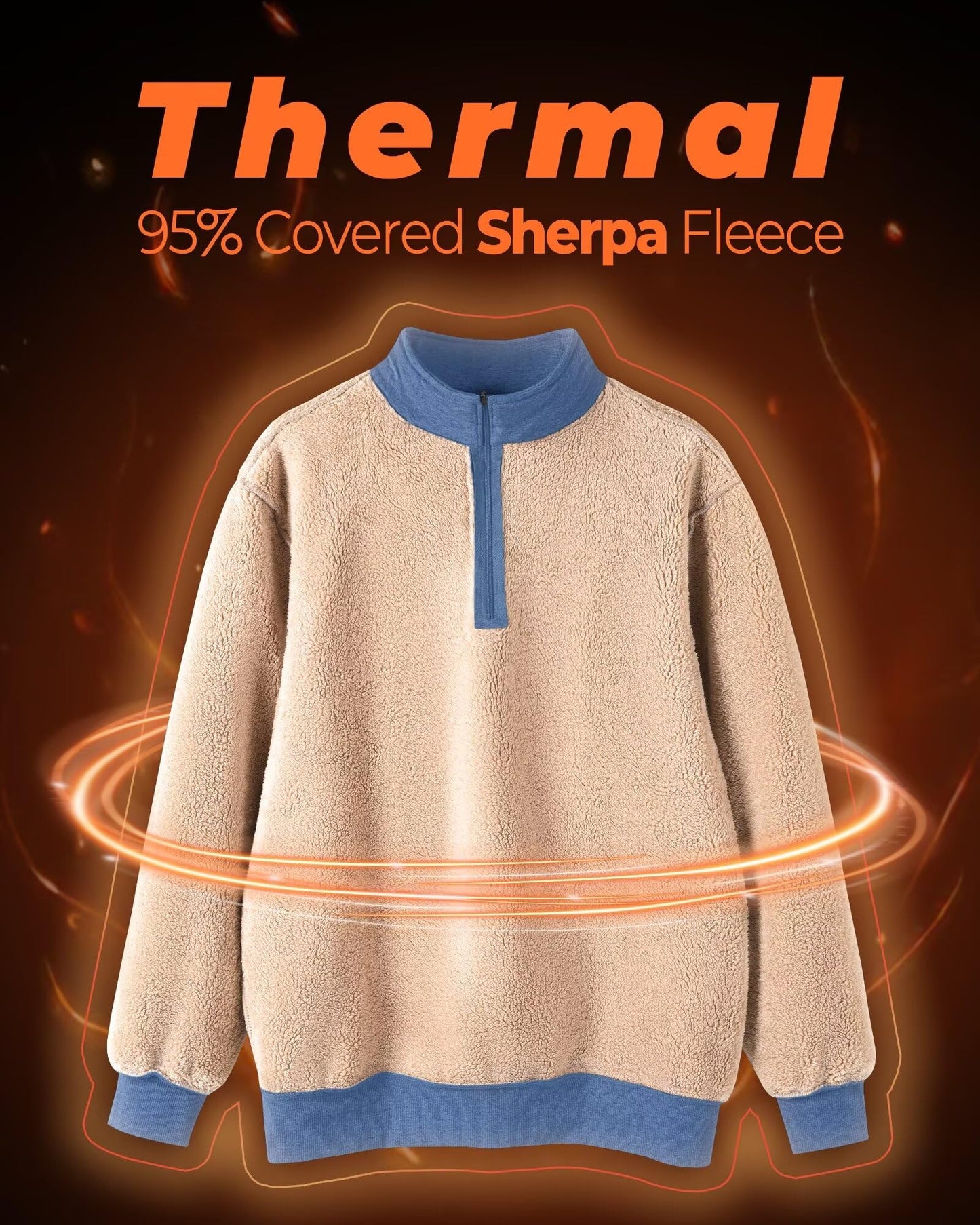 Boladeci Mens Pullover Sweaters Premium Fleece Lined Thermal Warm Long Sleeve Shirts Moisture Wicking Golf Fall Winter Spring Running Sweatshirts Blue Grey 2XL