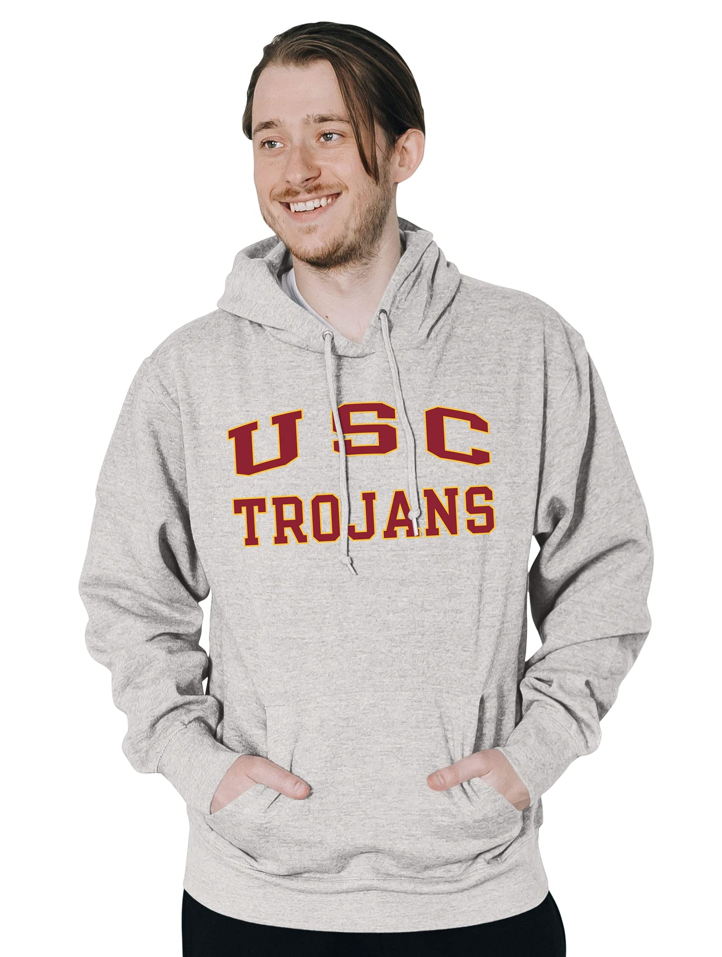 Blue 84 Men's USC Trojans Hoodie Arched Grey, Grey, XX-Large