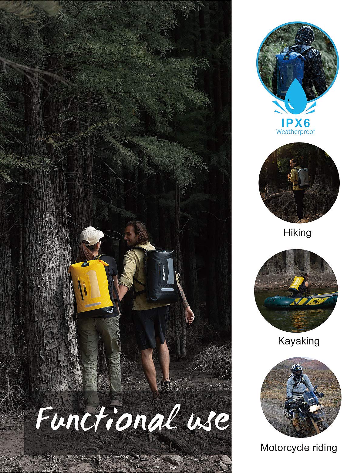 IDRYBAG Waterproof Backpack Dry Bag 20L/30L/40L, Floating Dry Backpack Waterproof for Men, Dry Sack Waterproof Bag for Kayak