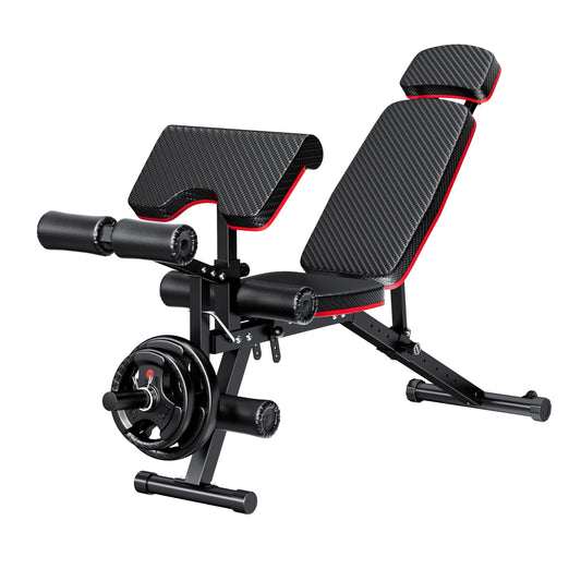 XDDIAS Weight Bench, 900LBS Workout Bench With Leg Extension For Home Gym Equipment, Adjustable Strength Training Bench with Preacher Curl Pad And Extended Headrest, Decline Bench For Full Body Fitness