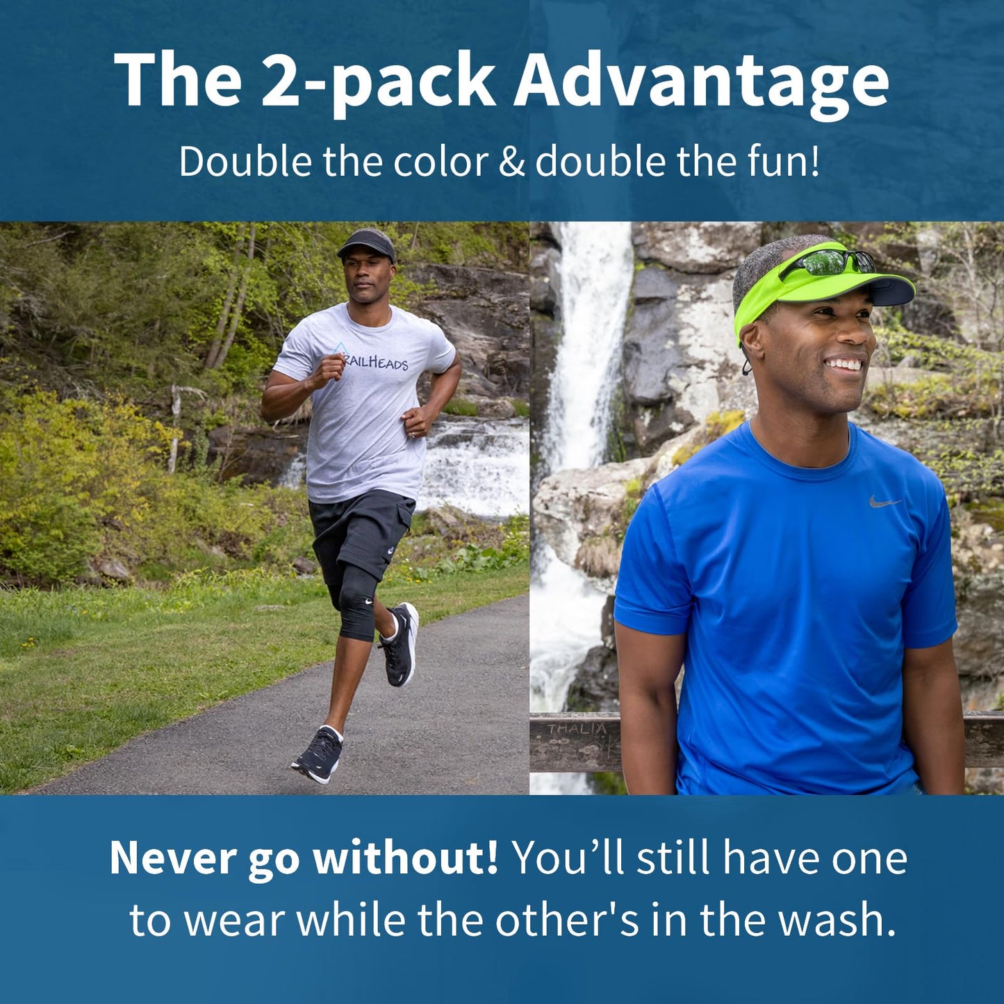 TrailHeads Sun Visor Hat for Men - Recycled Golf Visors for Men - Mens Running Visor for Tennis, Sports, Workouts