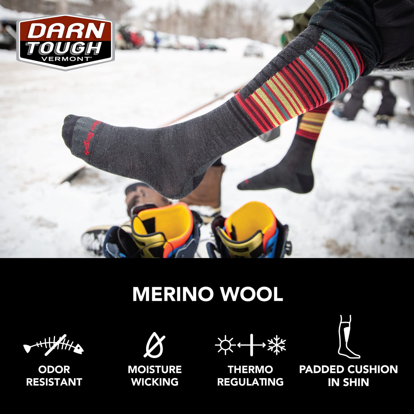 Darn Tough (8007) Men's Edge Snow Sock - (Midnight, X-Large)