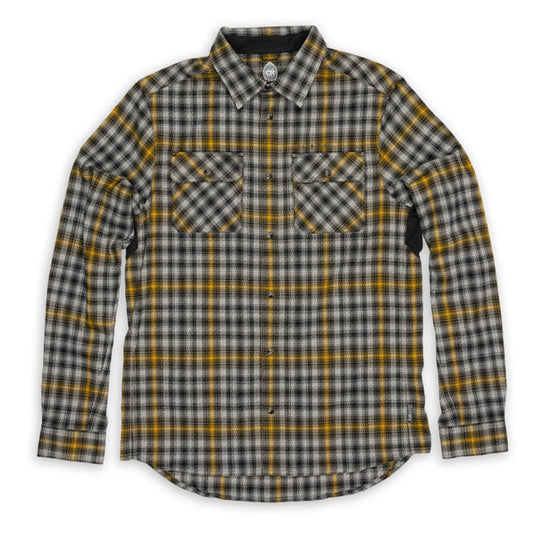 Club Ride Apparel Daniel Flannel Long Sleeve Shirt - Men's Snap Down Cycling Top - Black Bumble - Small