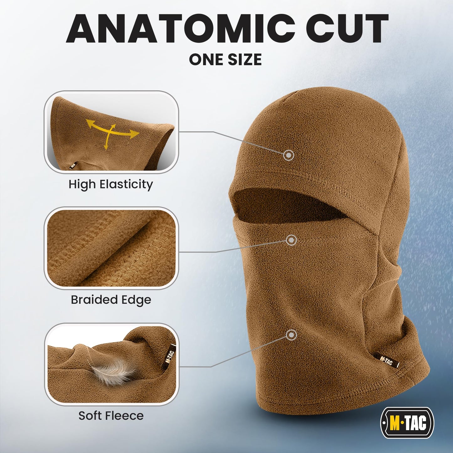 M-Tac Elite Winter Fleece Balaclava - Coldweather Mask Thermal for Winter - Men Tactical Military Style (Coyote Brown)