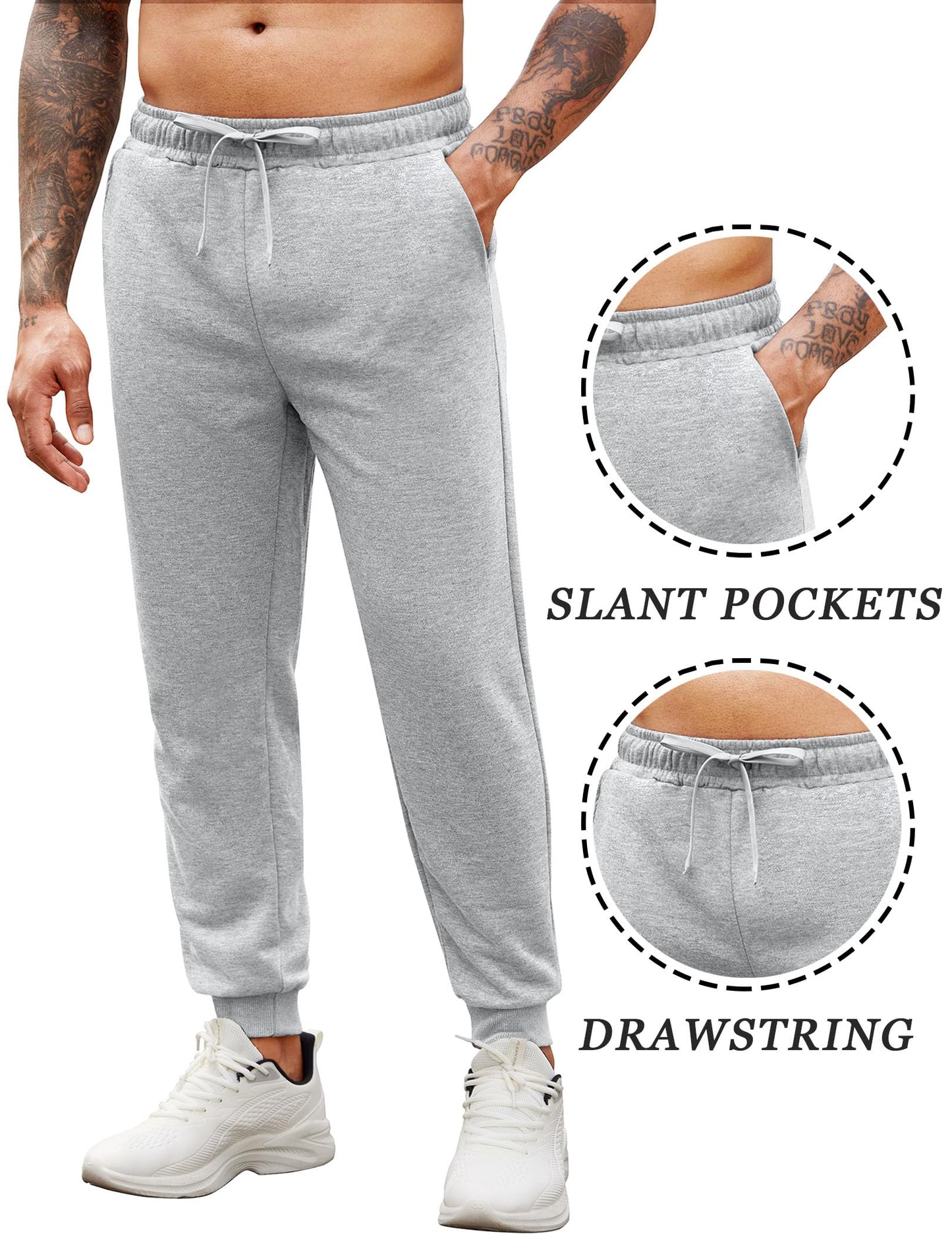 COOFANDY Mens 2 Pack Workout Joggers Athletic Gym Sweatpants Polyester Sport Track Pants with Pockets