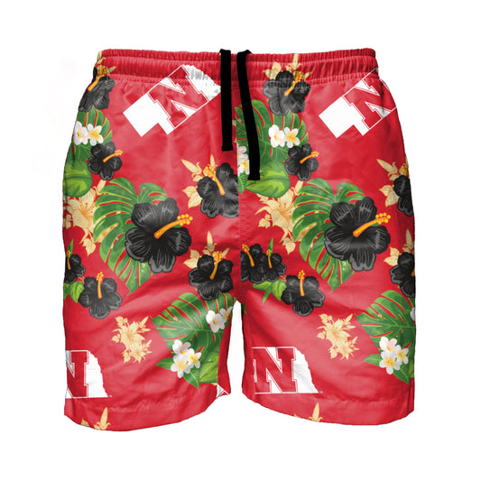 FOCO Nebraska Cornhuskers NCAA Mens Floral Swimming Trunks - XXXL