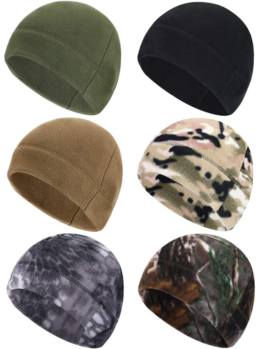 6 Pieces Winter Skull Caps Men Warm Polar Fleece Beanie Hat Windproof Unisex Watch Cap (Classic Color)