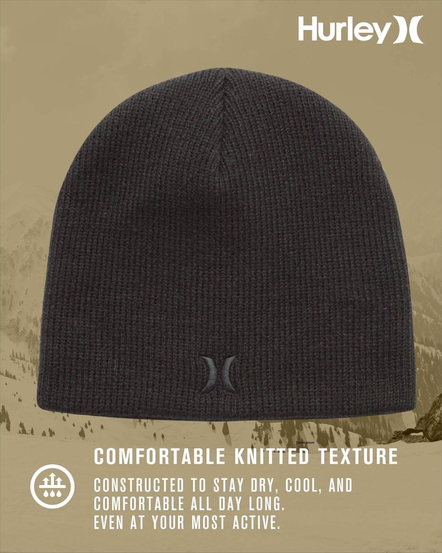 Hurley Men's Winter Hat - Icon Staple Heavyweight Beanie - Skull Caps for Men, Size One Size, Black/(Black)