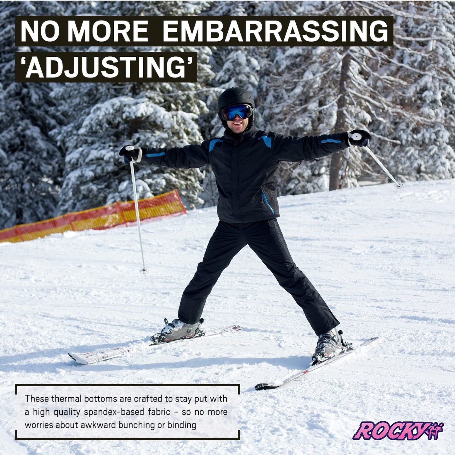 Rocky Men's Thermal Bottoms (Long John Base Layer Underwear Pants) Insulated for Outdoor Ski Warmth/Extreme Cold Pajamas (Melange Grey - Large)