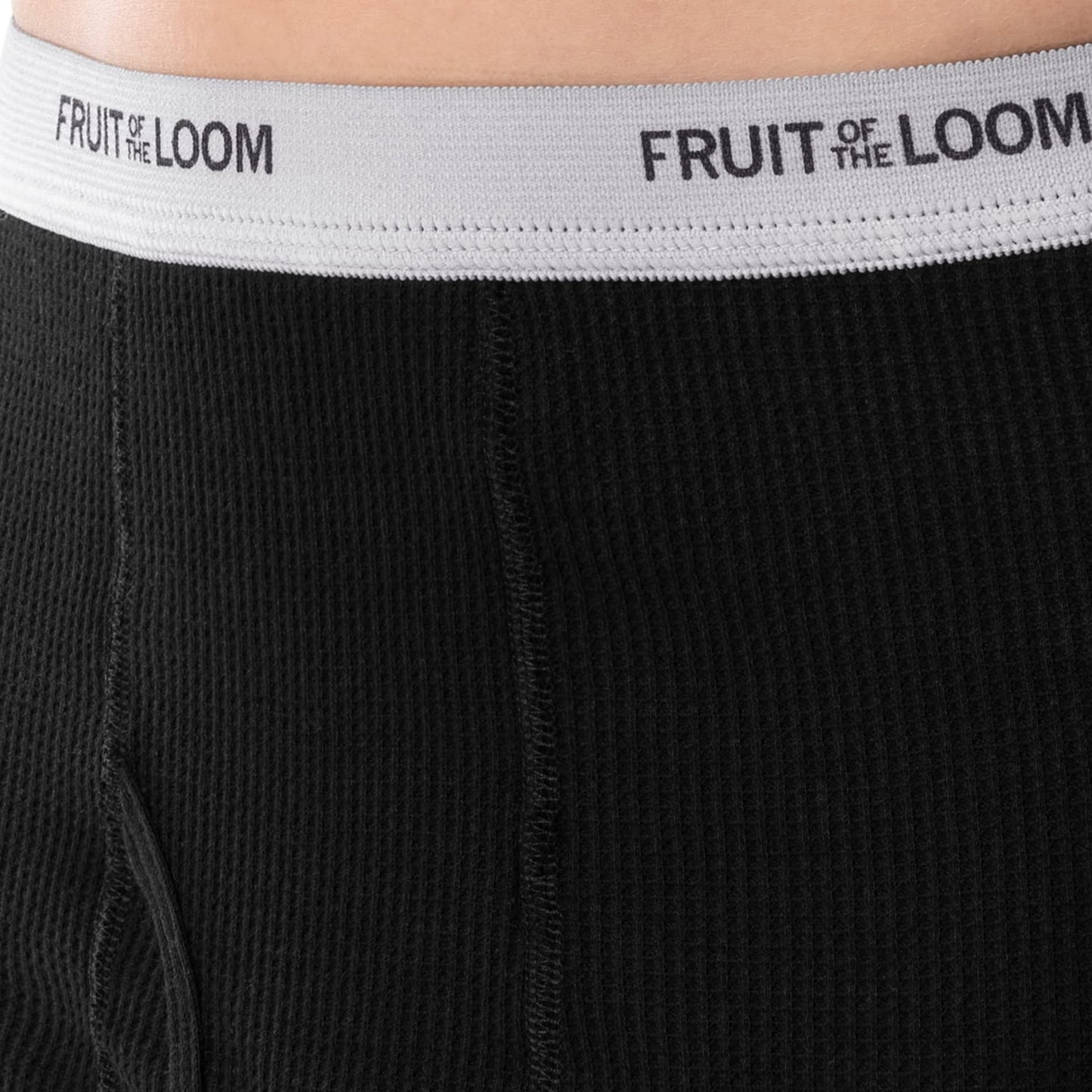 Fruit of the Loom Men's Classic Midweight Waffle Thermal Underwear Bottoms (2-Pack), Light Grey Heather/Black Soot, XX-Large
