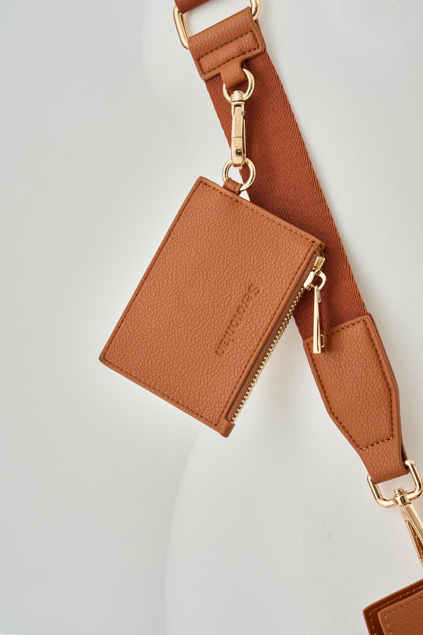 Premium Water Bottle Carrier Bag for Stanley 40oz & Simple Modern 40oz - PU Leather Water Bottle Holder with Adjustable Strap - Includes Card Holder & Keyring for Stanley Cup Accessories (Brown)