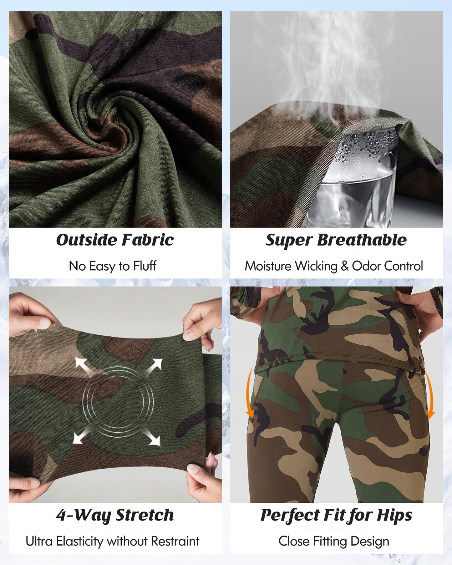 romision Thermal Underwear for Men, Ultra Soft Long Johns Set Fleece Lined Warm Base Layer Top and Bottom for Cold Weather