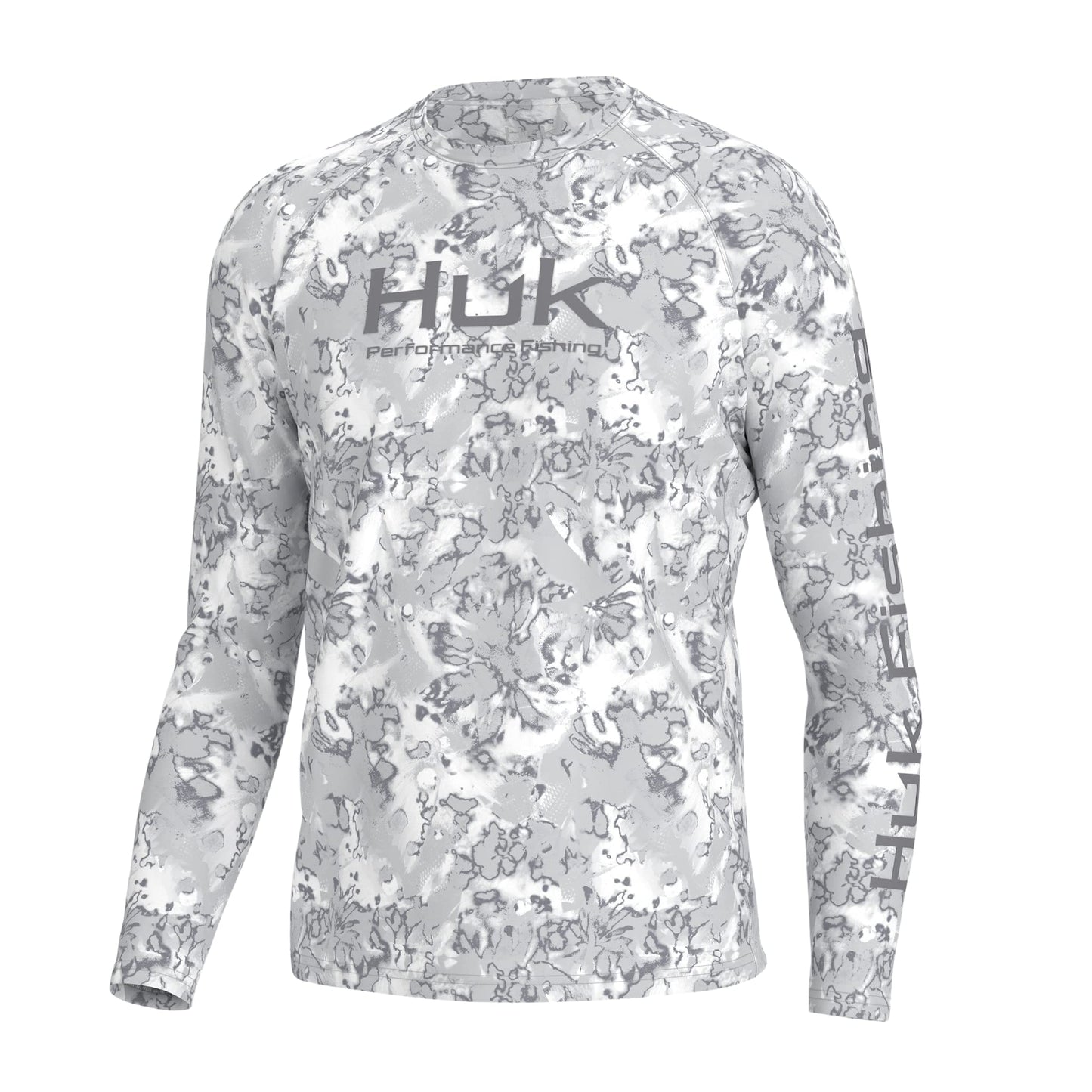 HUK Men's Standard Pursuit Crew Long Sleeve, Sun Protecting Fishing Shirt, Fin Flats-Harbor Mist, Large