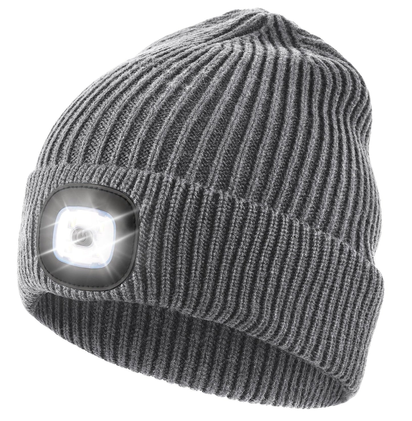 Wmcaps Unisex Hat with Light, USB Rechargeable LED Beanie, Winter Warm Knitted Headlamp Hat Gifts for Men Him Dad Husband