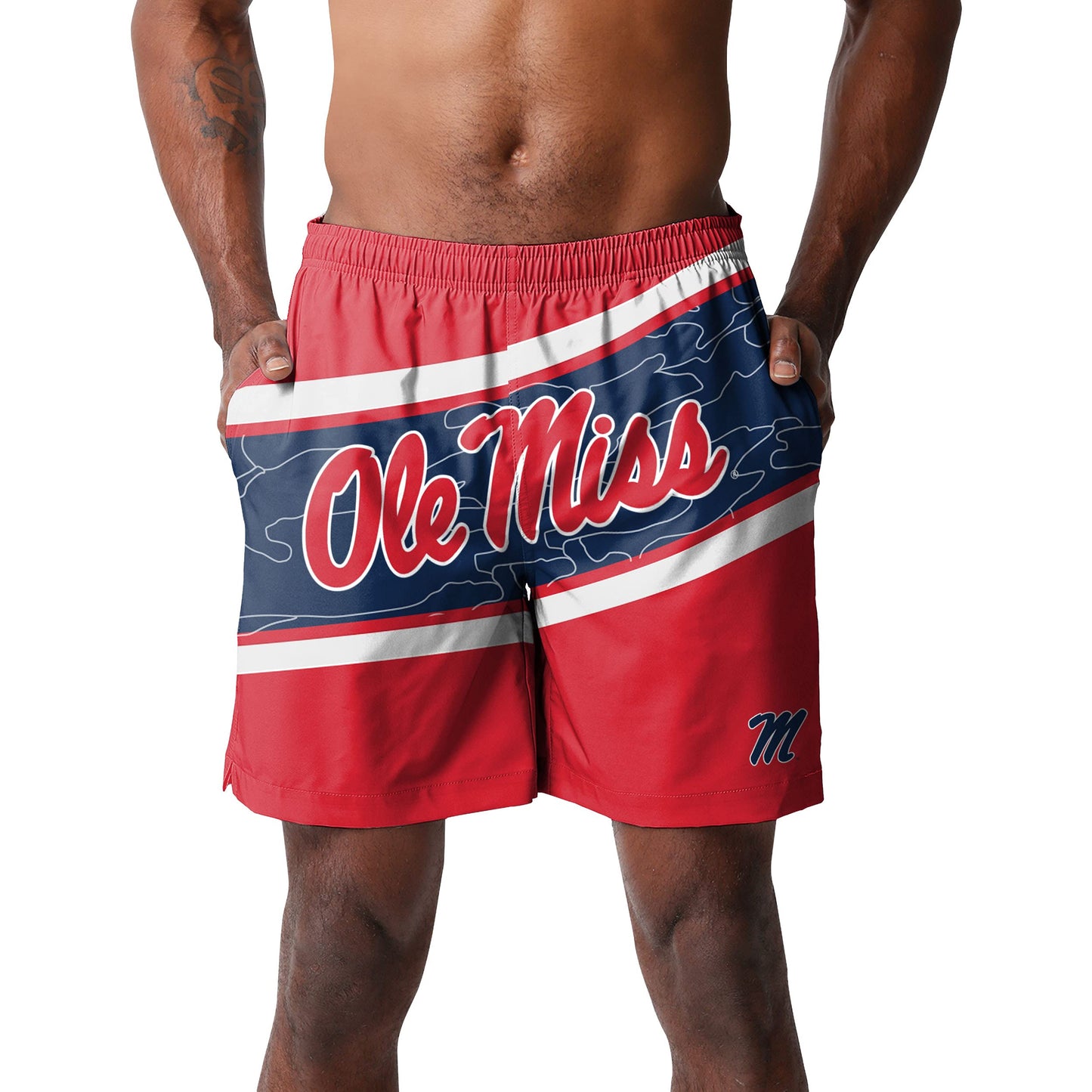 FOCO NCAA Ole Miss Rebels Mens Big Wordmark Swim Suit TrunksBig Wordmark Swim Suit Trunks, Team Color, XL