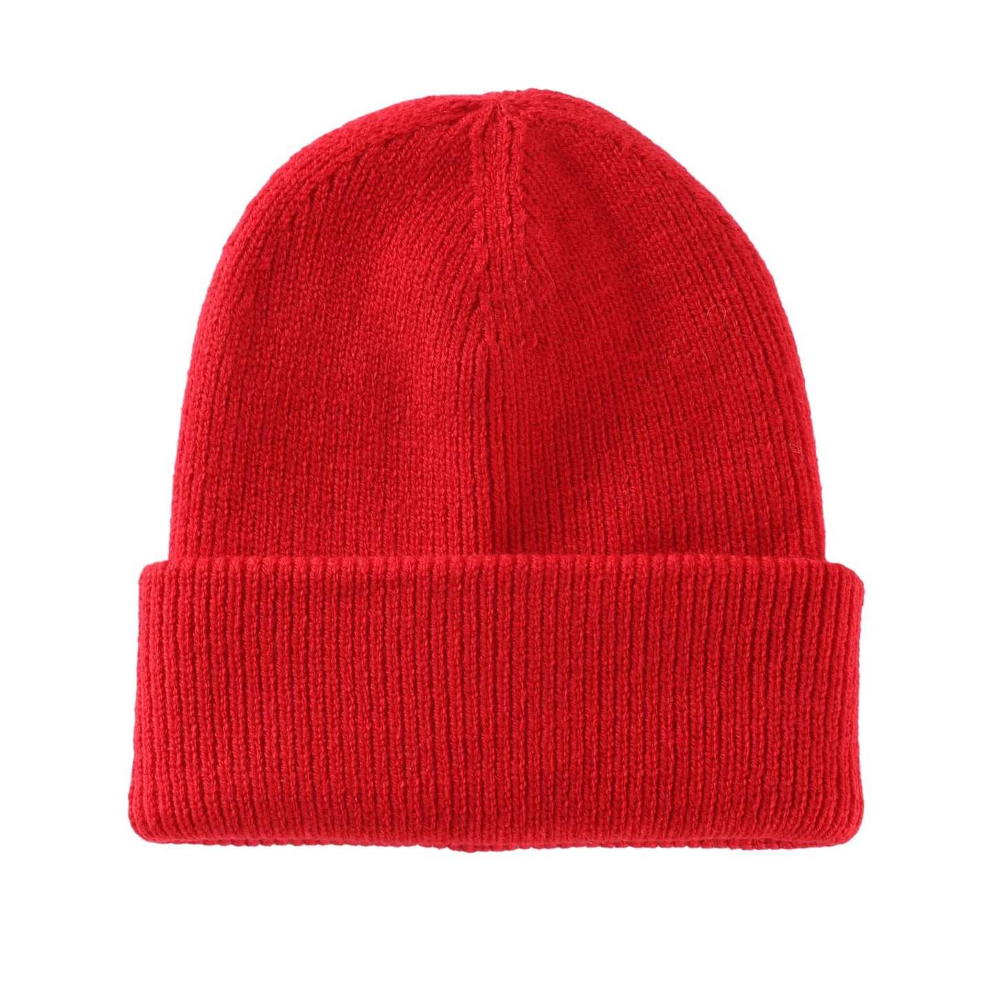 Home Prefer Mens Winter Hats Thick Knit Cuff Beanie Cap Warm Stocking Beanie Hat Classic Red