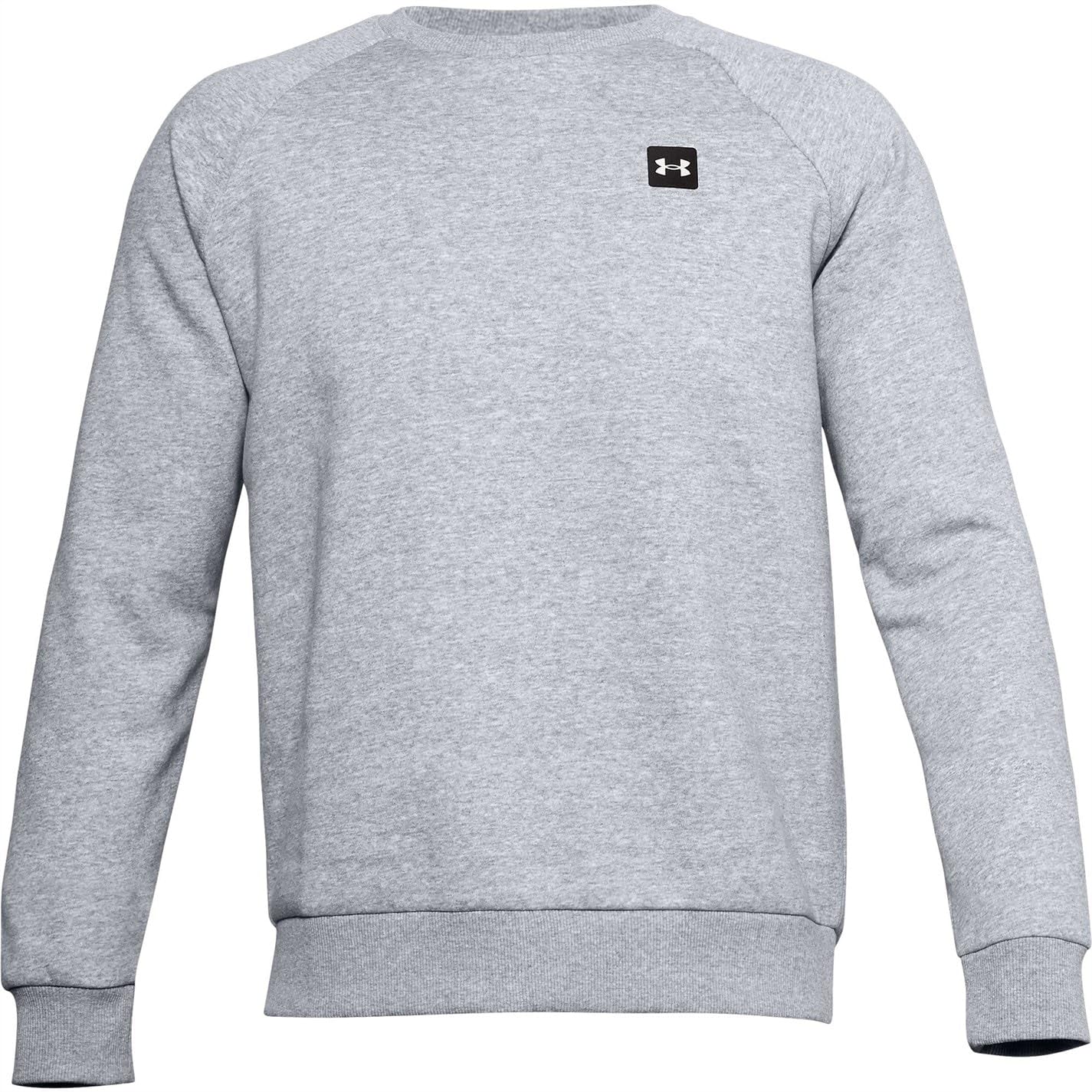 Under Armour Mens Rival Fleece Crew T-Shirt , Mod Gray Light Heather (011)/Onyx White , Medium