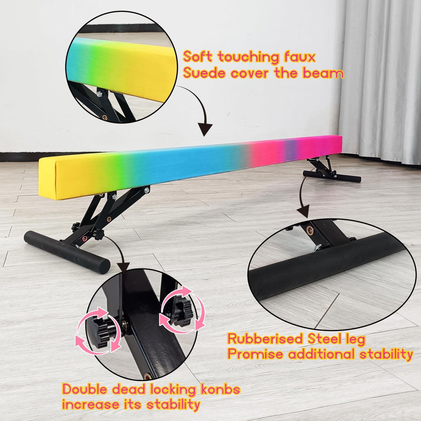 Seliyoo Adjustable Balance Beam,8FT gymnasitcs Beam, Balance Beam for Kids Ages 3-20,high and Lower Floor Beam,Gym Equipment for All Skills Practice at Home