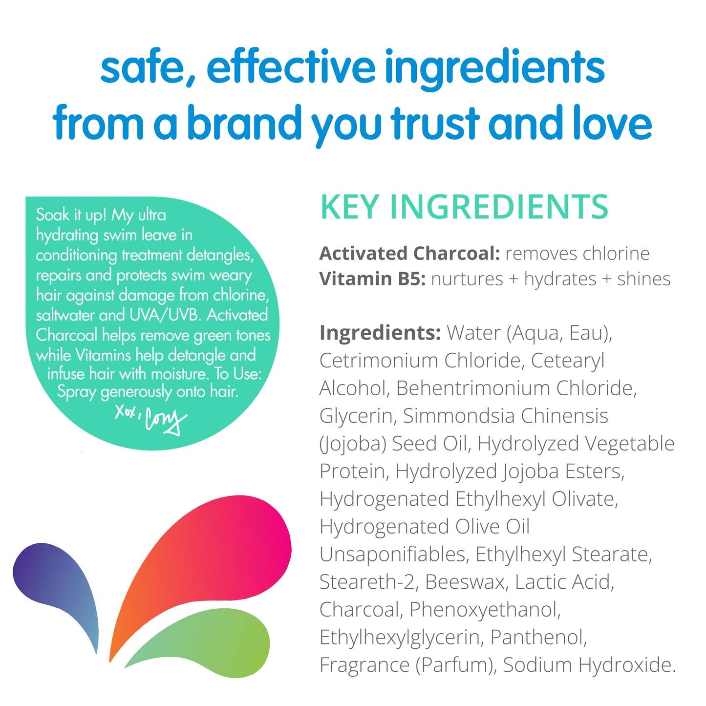 SoCozy Swim 2-in-1 Leave In Conditioner Spray & Treatment for Kids Hair (8 Fl Oz, Pack Of 2) Protects & Repairs Pool, Sun & Salt Damaged Hair, Activated Charcoal, Vitamin B5 & Sunflower Seed Extract