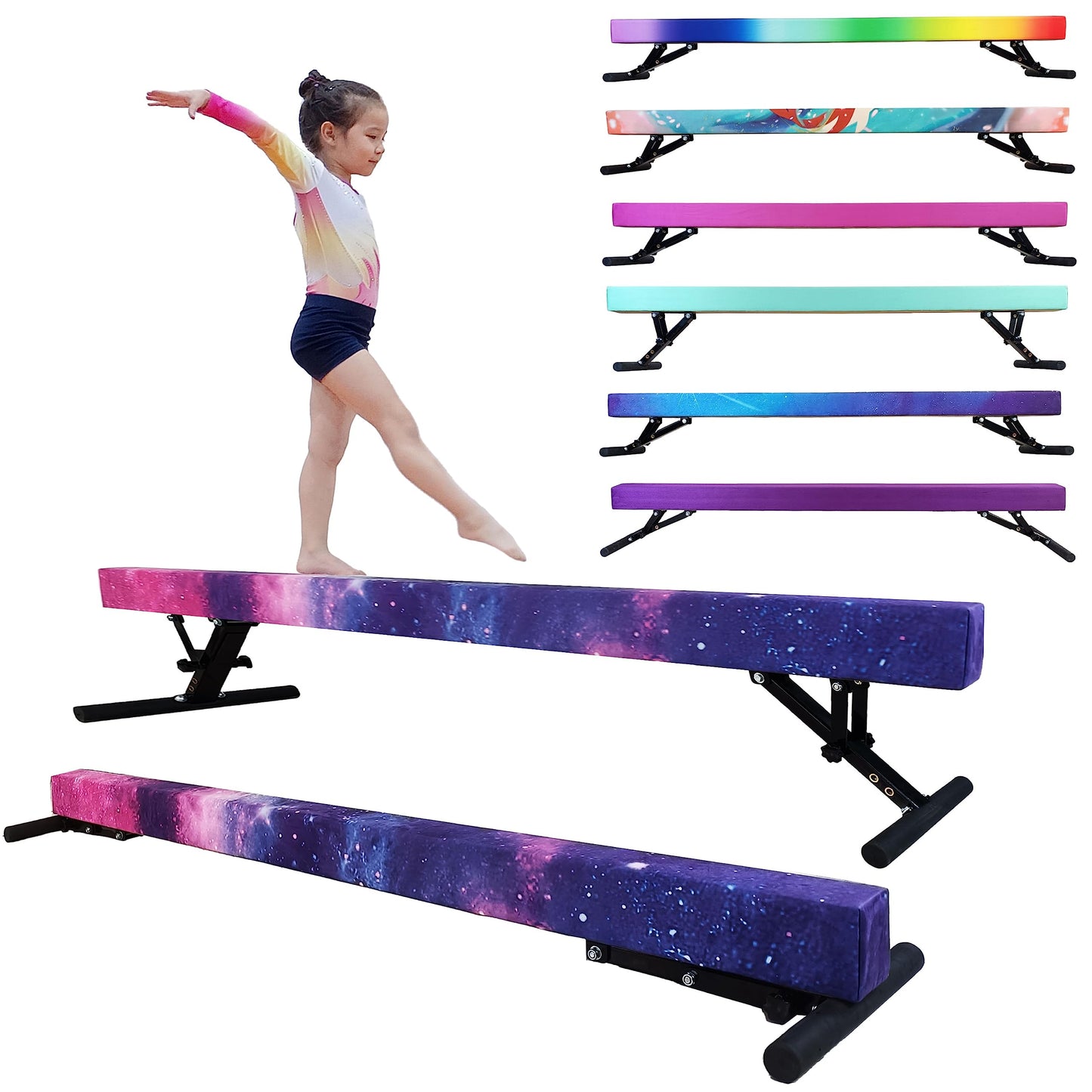 Seliyoo Adjustable Balance Beam,8FT gymnasitcs Beam, Balance Beam for Kids Ages 3-20,high and Lower Floor Beam,Gym Equipment for All Skills Practice at Home