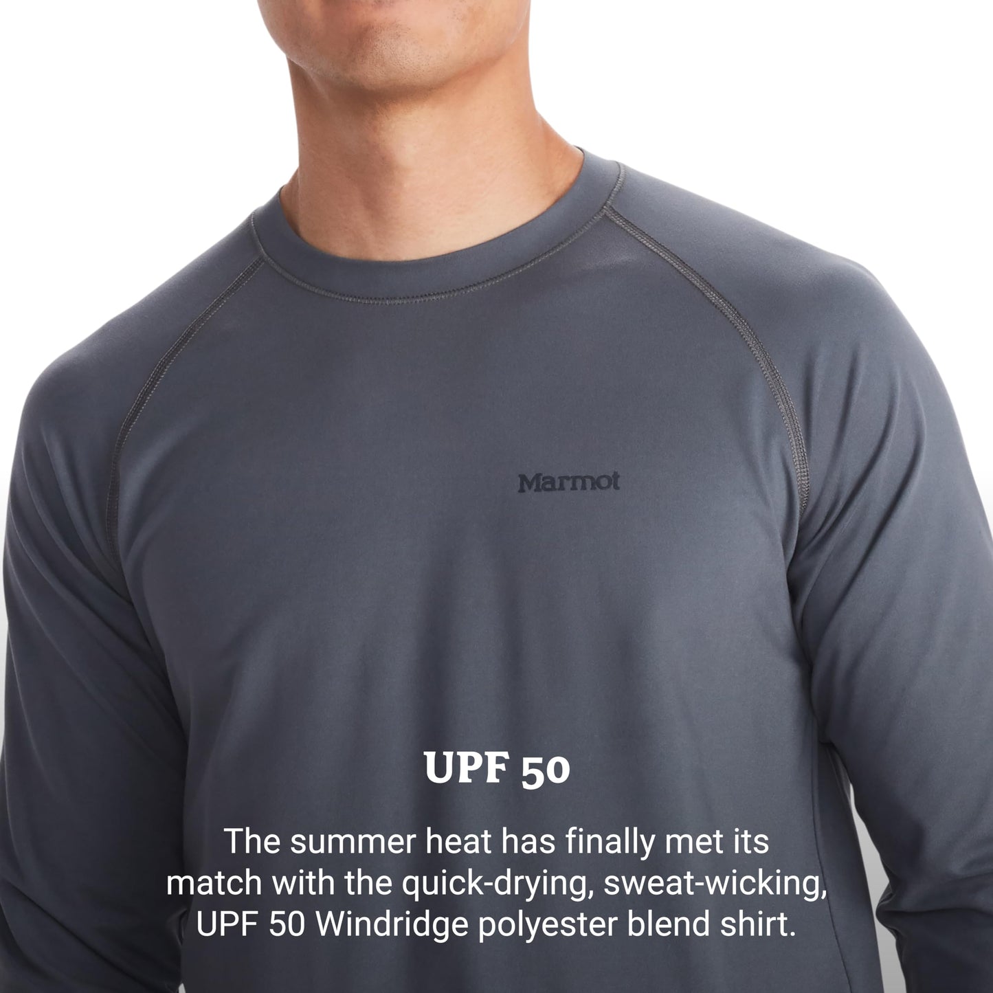 MARMOT Men's Windridge Moisture-Wicking, Eco-Friendly, Breathable, UPF Long Sleeve Shirt, Steel Onyx, Medium