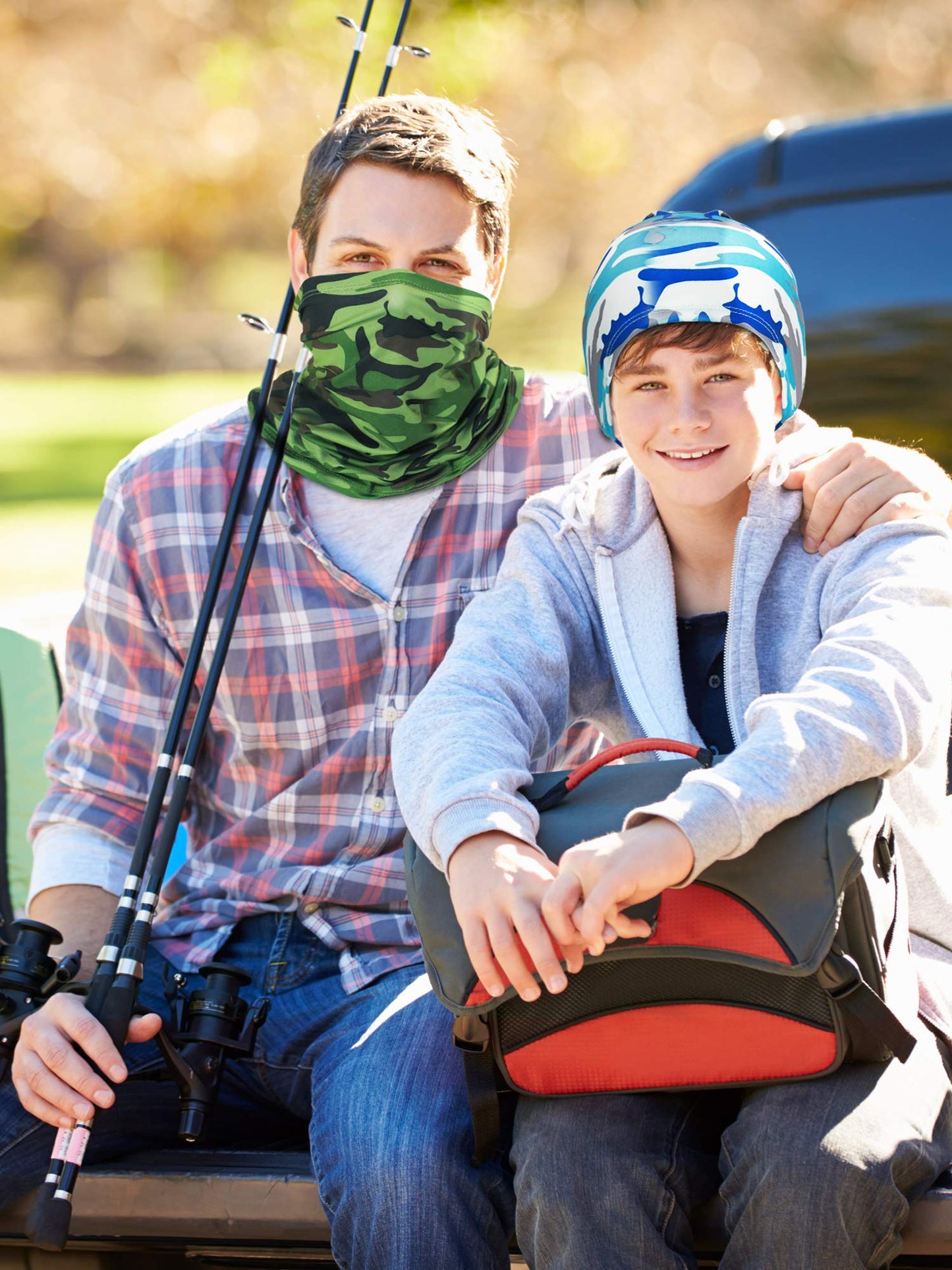 SATINIOR 8 Pcs Winter Bandanas for Men for Cold Warmer Neck Gaiter Scarf Balaclava Windproof Breathable Face Cover Scarf (Camo Style,Camouflage Color)