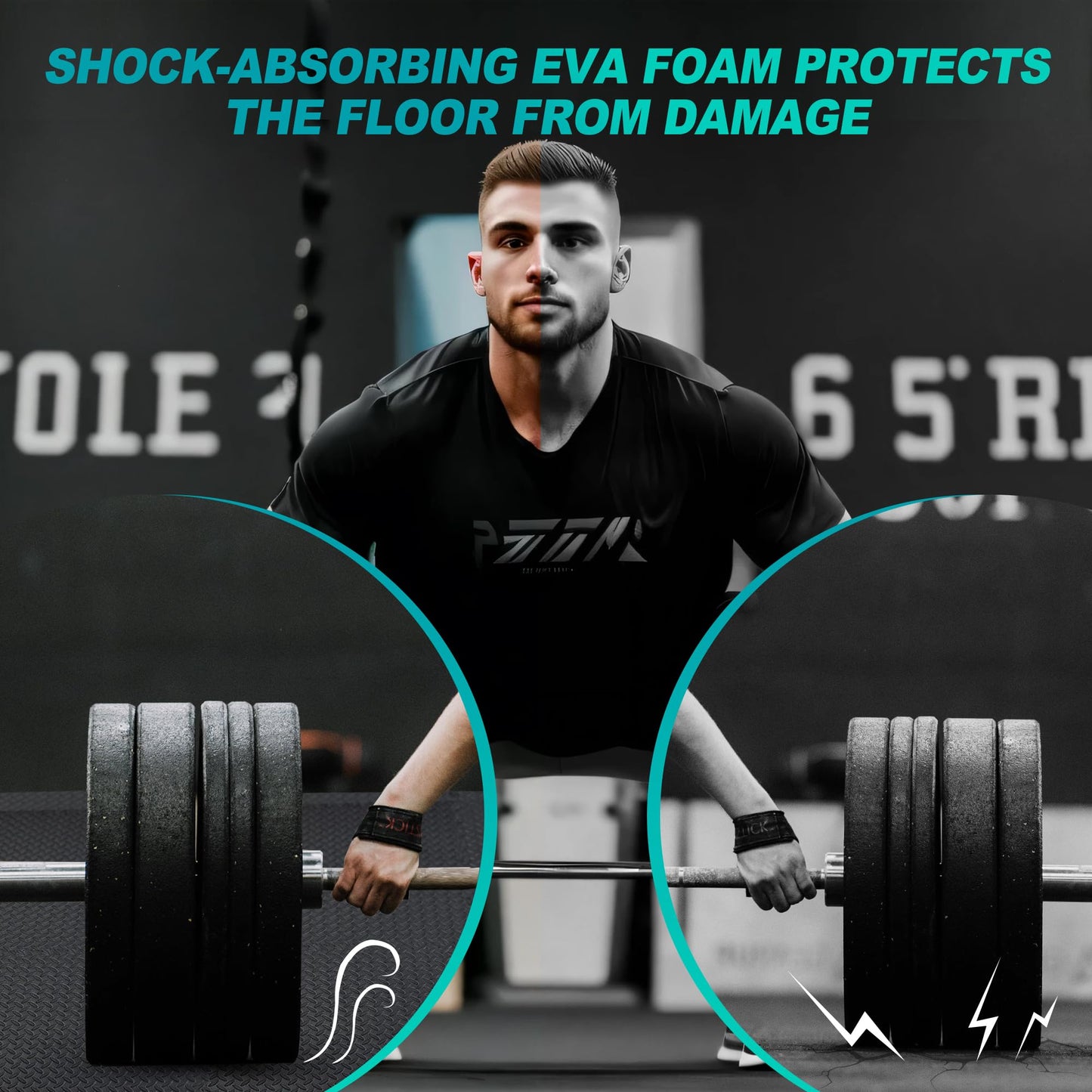 Mat Block APM36001BK Torin Interlocking Foam Exercise Floor Mats: 144 SQ FT, 1/2 inch, 36 Tiles, EVA Gym Mat Flooring, Exercise Equipment Mat for Home Gym Equipment, Black