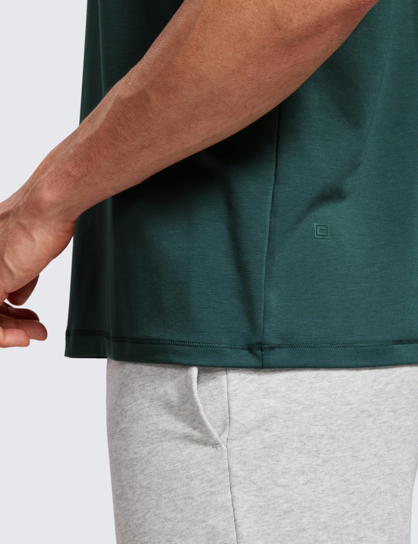 CRZ YOGA Short Sleeve Shirts for Men Quick Dry Workout Classic Fit T-Shirt Casual Daily Comfy Tee Tops Forest Green Large