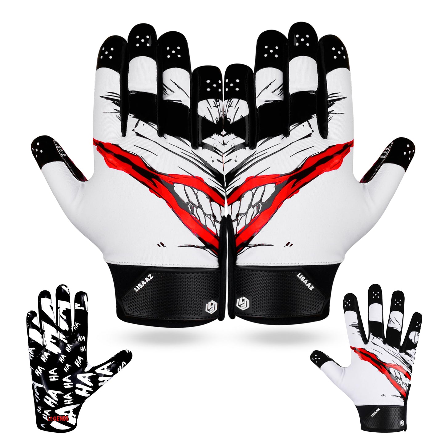 LISAAZ Ball Feel Sensation Football Gloves - Tacky Grip for Youth and Adult, Top Notch Receiver Gloves for Men and Kids 8-12