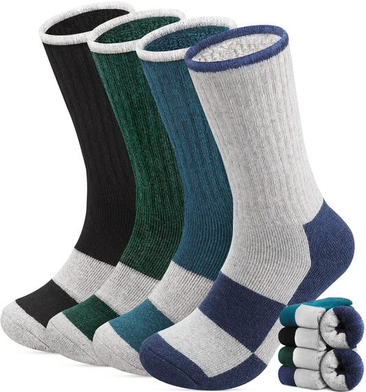 Yeblues 4 Pairs Merino Wool Socks Mens - Thick Thermal Winter Hiking Heavyweight Boot Socks Super Soft Warm Socks for Men (Size 12-17)